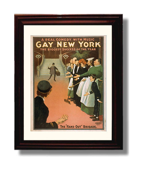 Gay New York - Hand Out Brigade - Theater Poster - 8x10 Beveled Frame