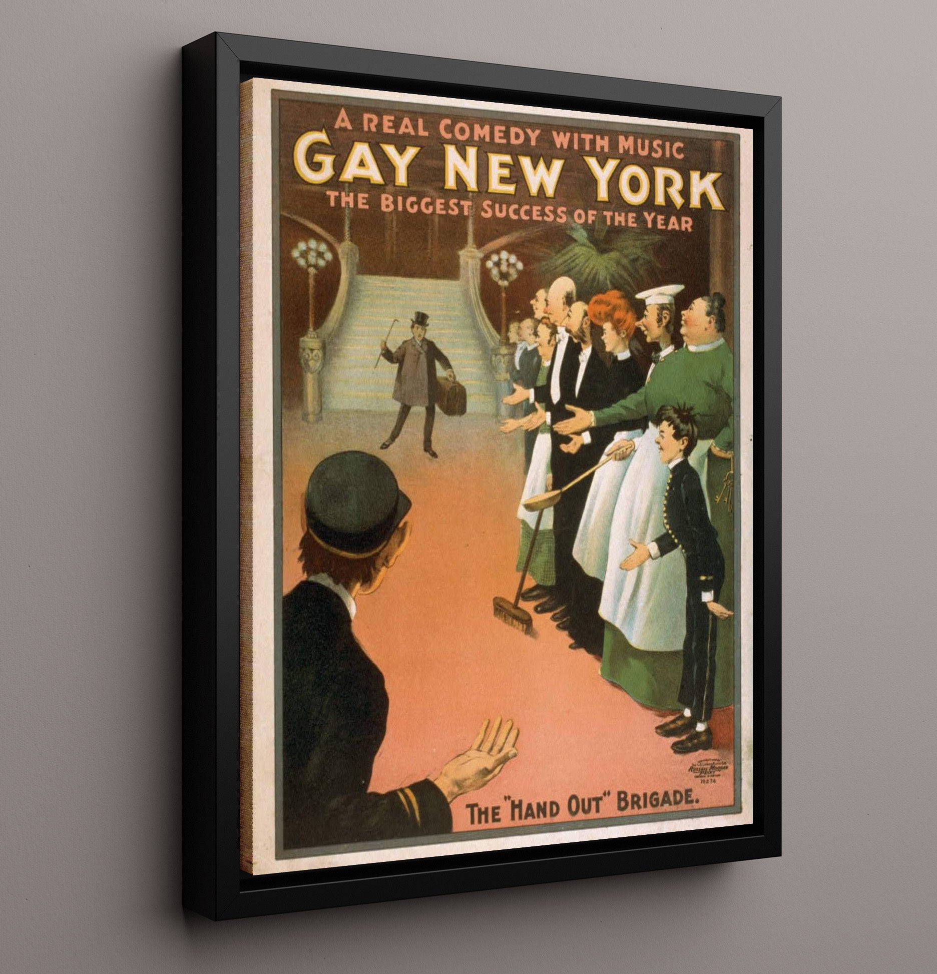 Gay New York - Hand Out Brigade - Theater Poster - 16x20 Framed Canvas