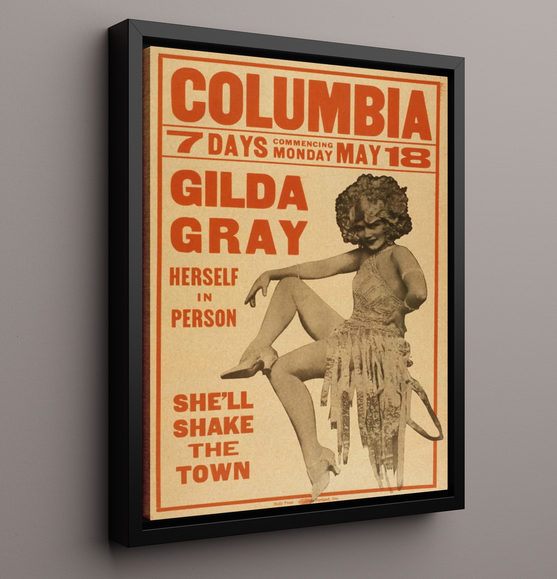Gilda Gray - Shake the Town - Theater Poster - 16x20 Framed Canvas
