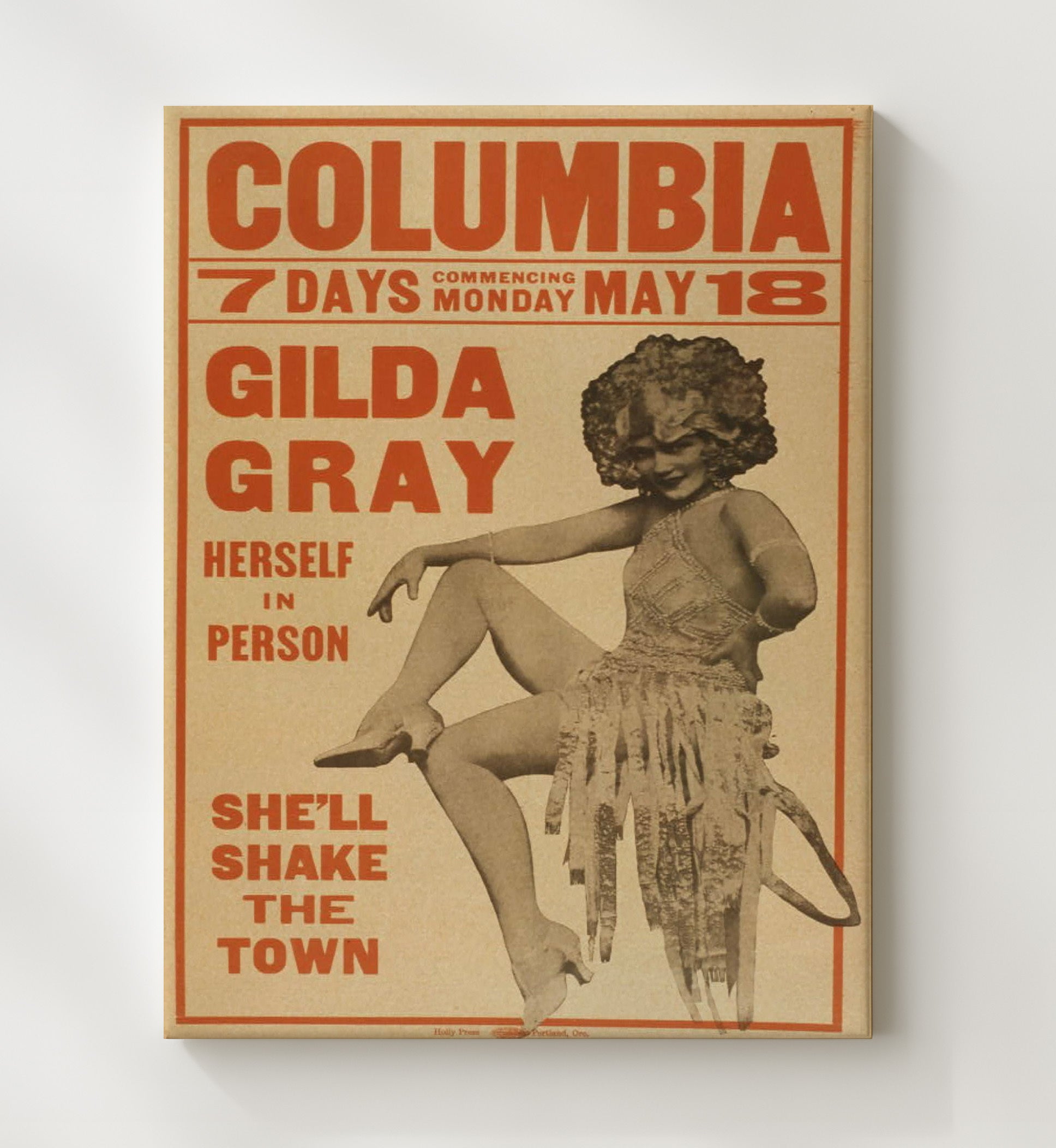 Gilda Gray - Shake the Town - Theater Poster - 20x24 Canvas