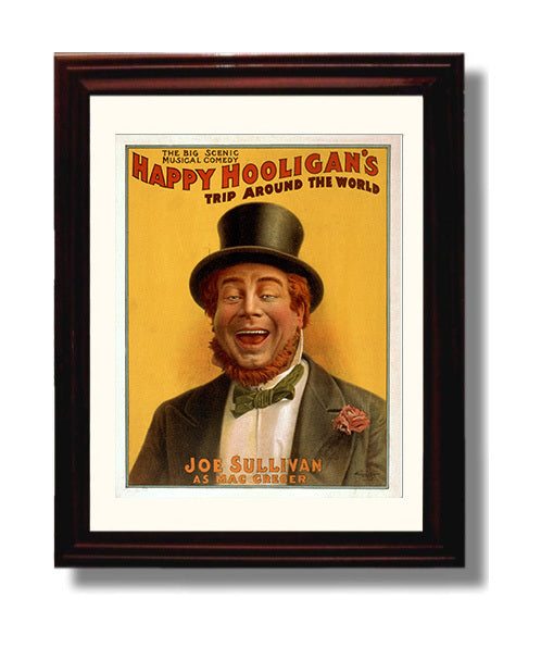 Happy Hooligans Trip Around the World - Joe Sullivan as Mac Greger - Theater Poster - 8x10 Beveled Frame