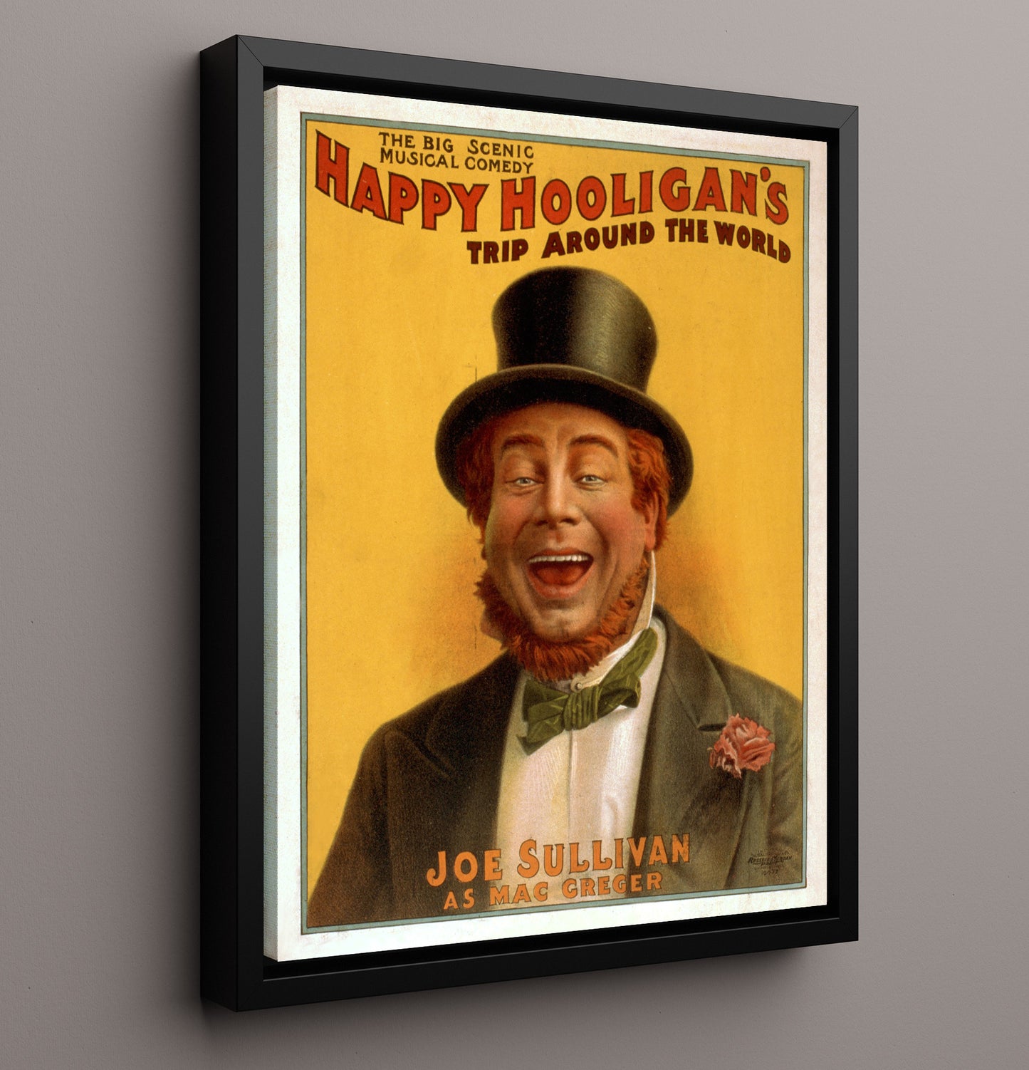 Happy Hooligans Trip Around the World - Joe Sullivan as Mac Greger - Theater Poster - 16x20 Framed Canvas