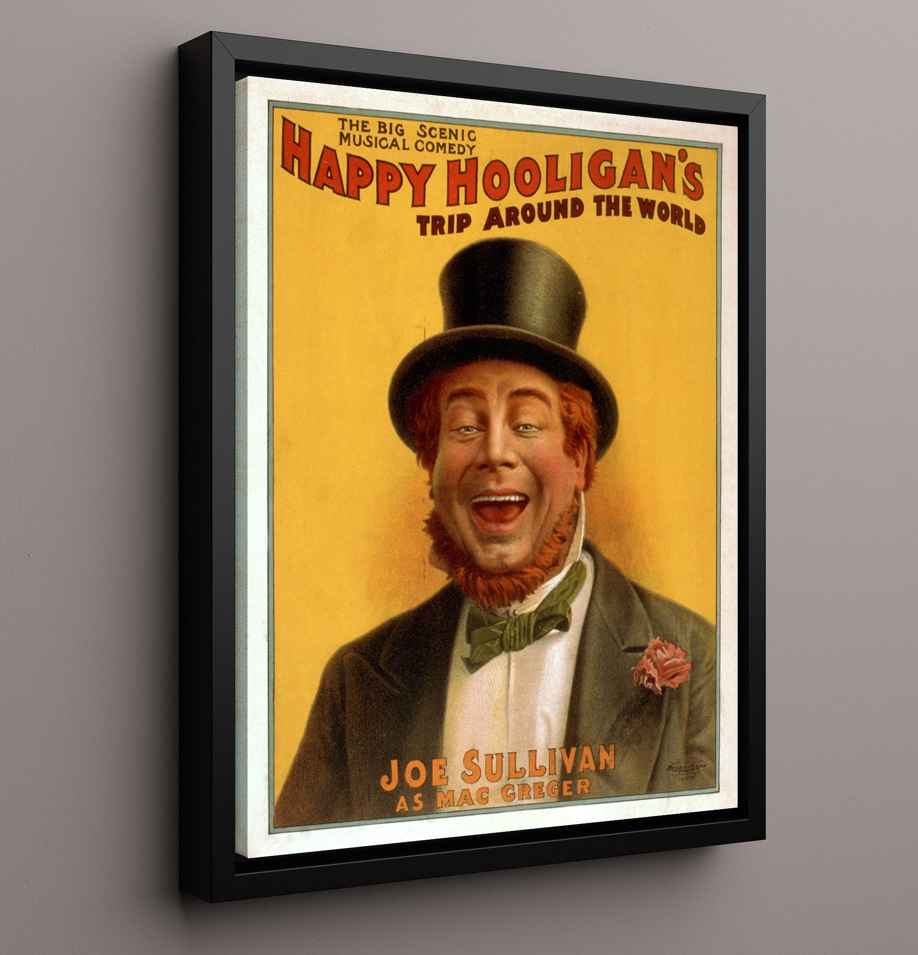 Happy Hooligans Trip Around the World - Joe Sullivan as Mac Greger - Theater Poster - 16x20 Framed Canvas