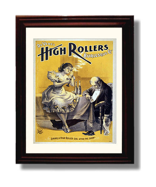 High Rollers Burlesque - Champagne Trouble - Theater Poster - 8x10 Beveled Frame