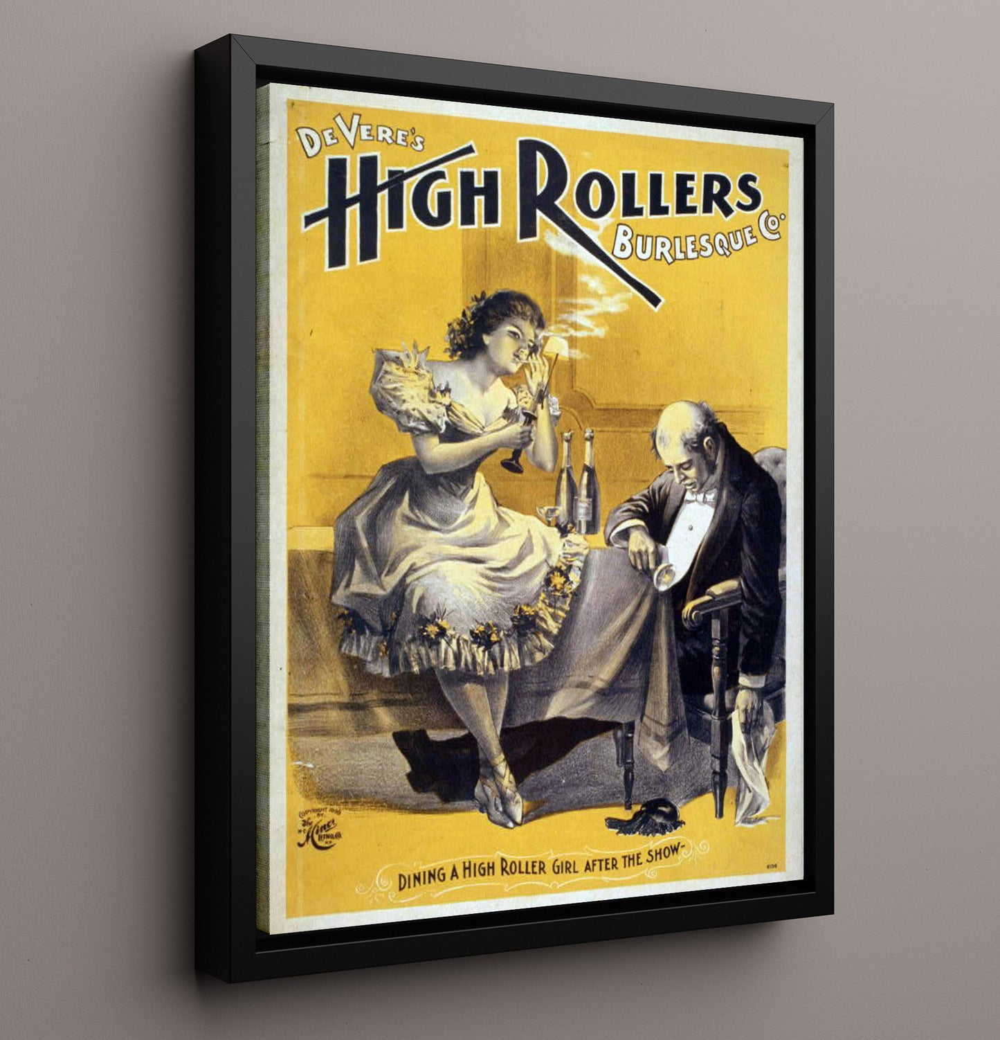 High Rollers Burlesque - Champagne Trouble - Theater Poster - 16x20 Framed Canvas