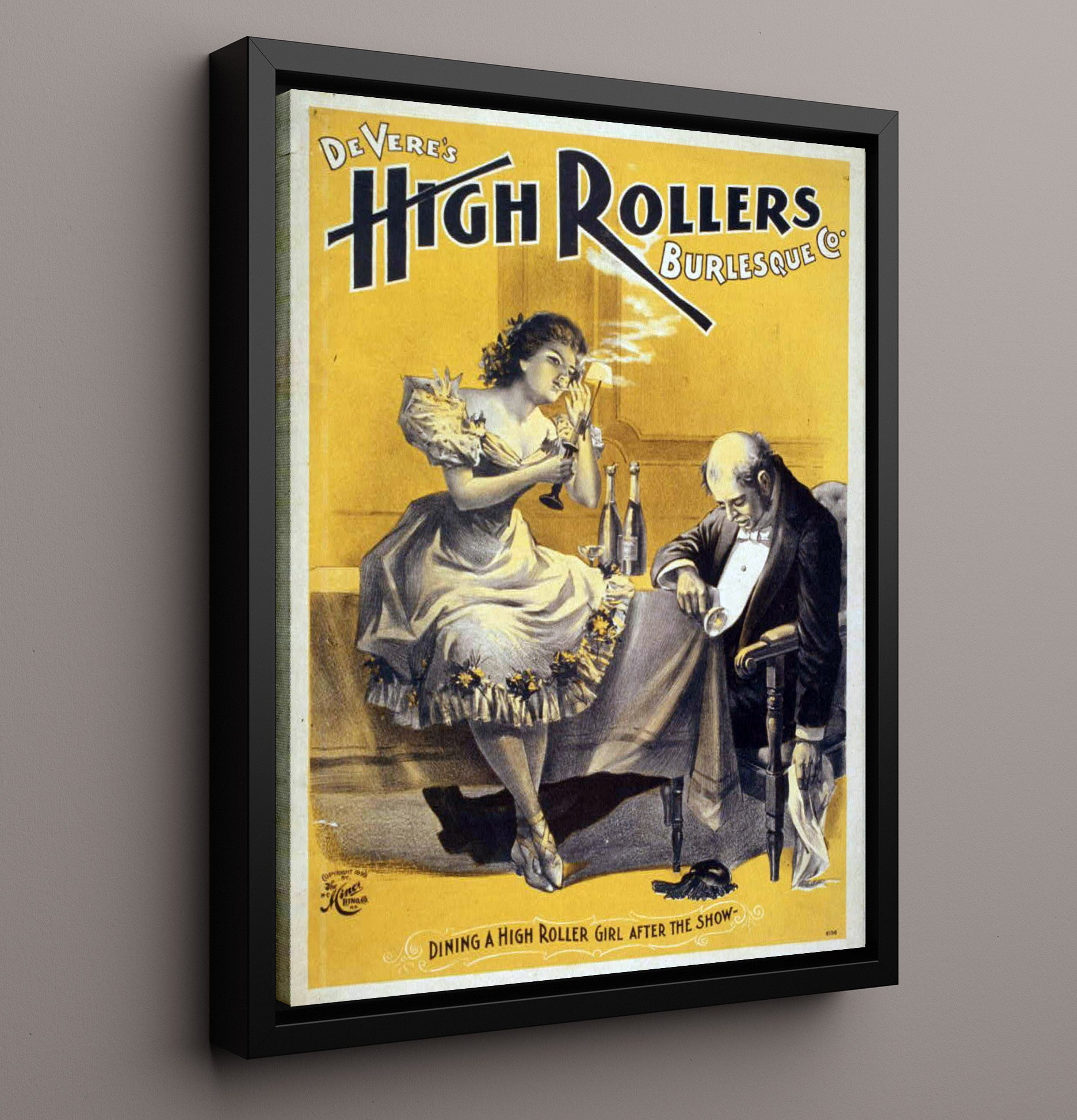 High Rollers Burlesque - Champagne Trouble - Theater Poster - 16x20 Framed Canvas