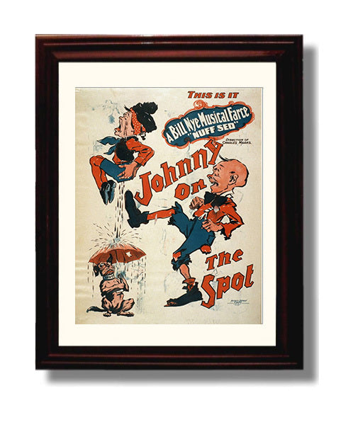 Johnny on the Spot - Umbrella Pup - Theater Poster - 8x10 Beveled Frame