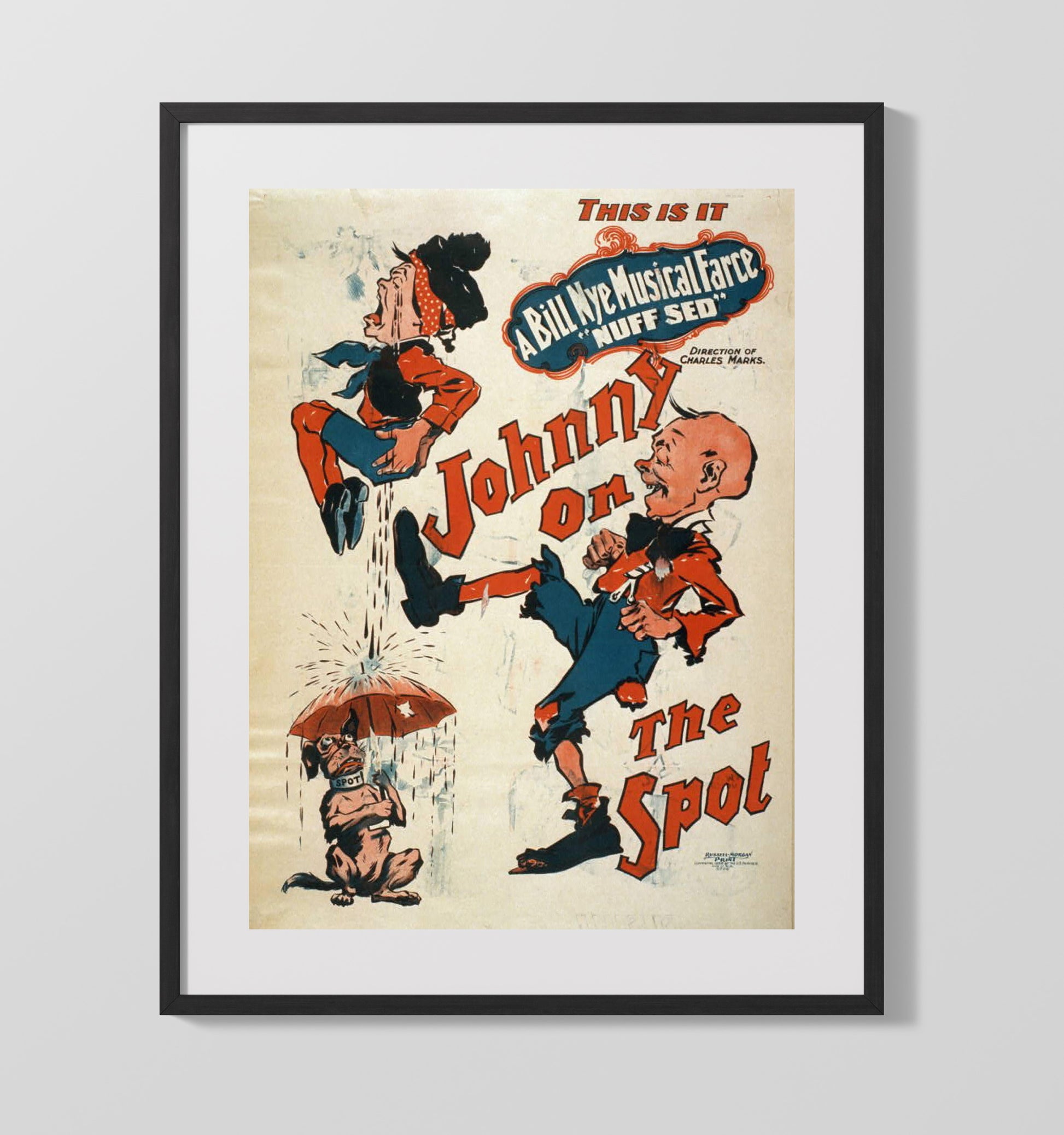 Johnny on the Spot - Umbrella Pup - Theater Poster - 16x20 Gallery Frame