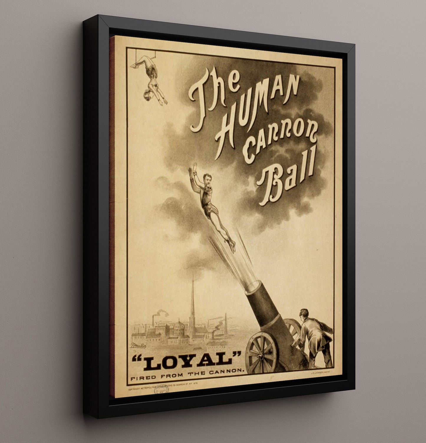 Loyal the Human Cannonball - Sky Rocket Show - Theater Poster - 16x20 Framed Canvas
