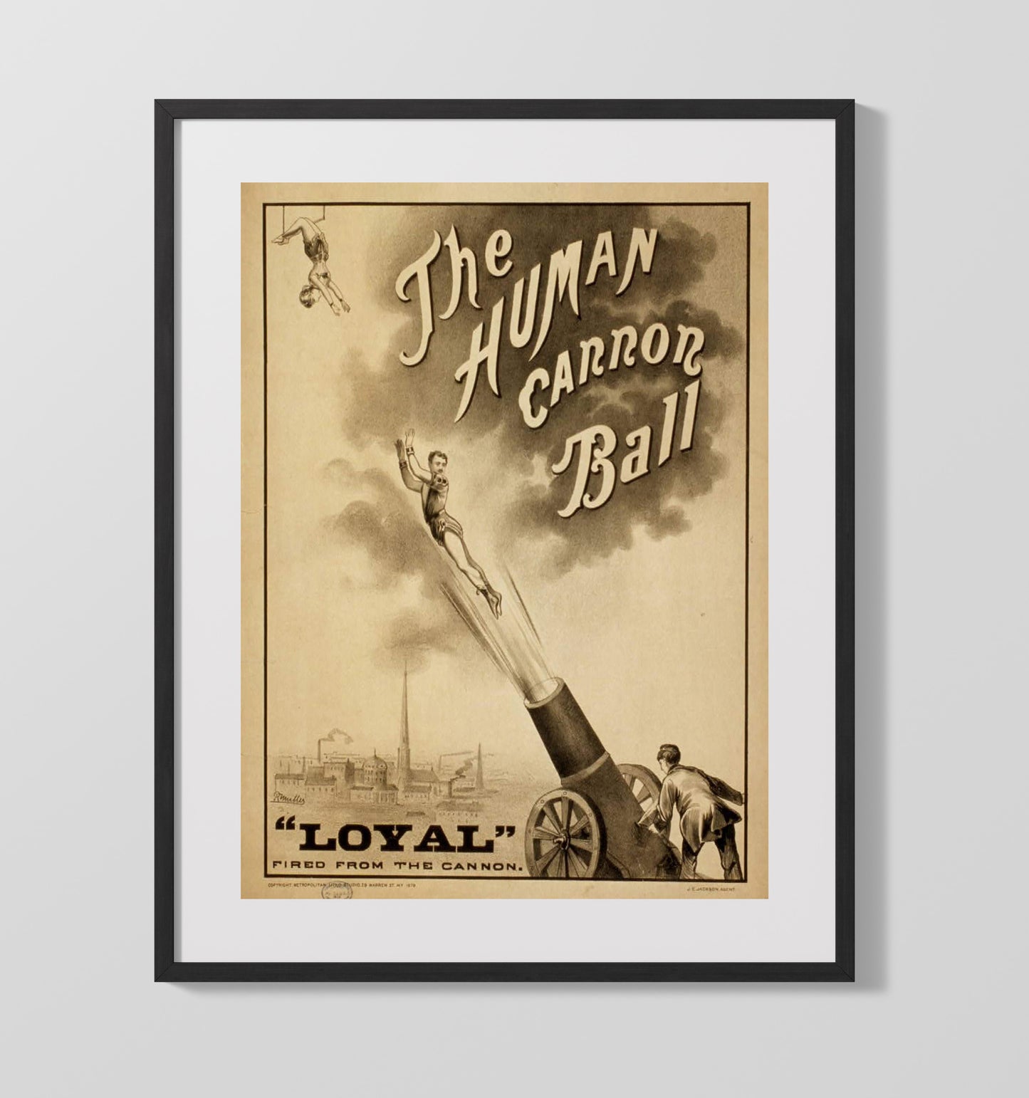Loyal the Human Cannonball - Sky Rocket Show - Theater Poster - 16x20 Gallery Frame