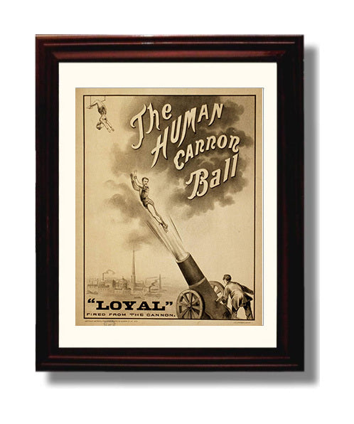 Loyal the Human Cannonball - Sky Rocket Show - Theater Poster - 8x10 Beveled Frame