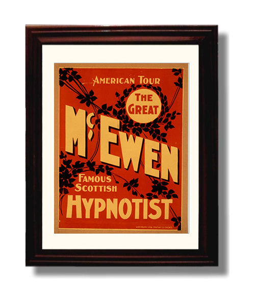 McEwen the Hypnotist - Mind Tricks - Theater Poster - 8x10 Beveled Frame