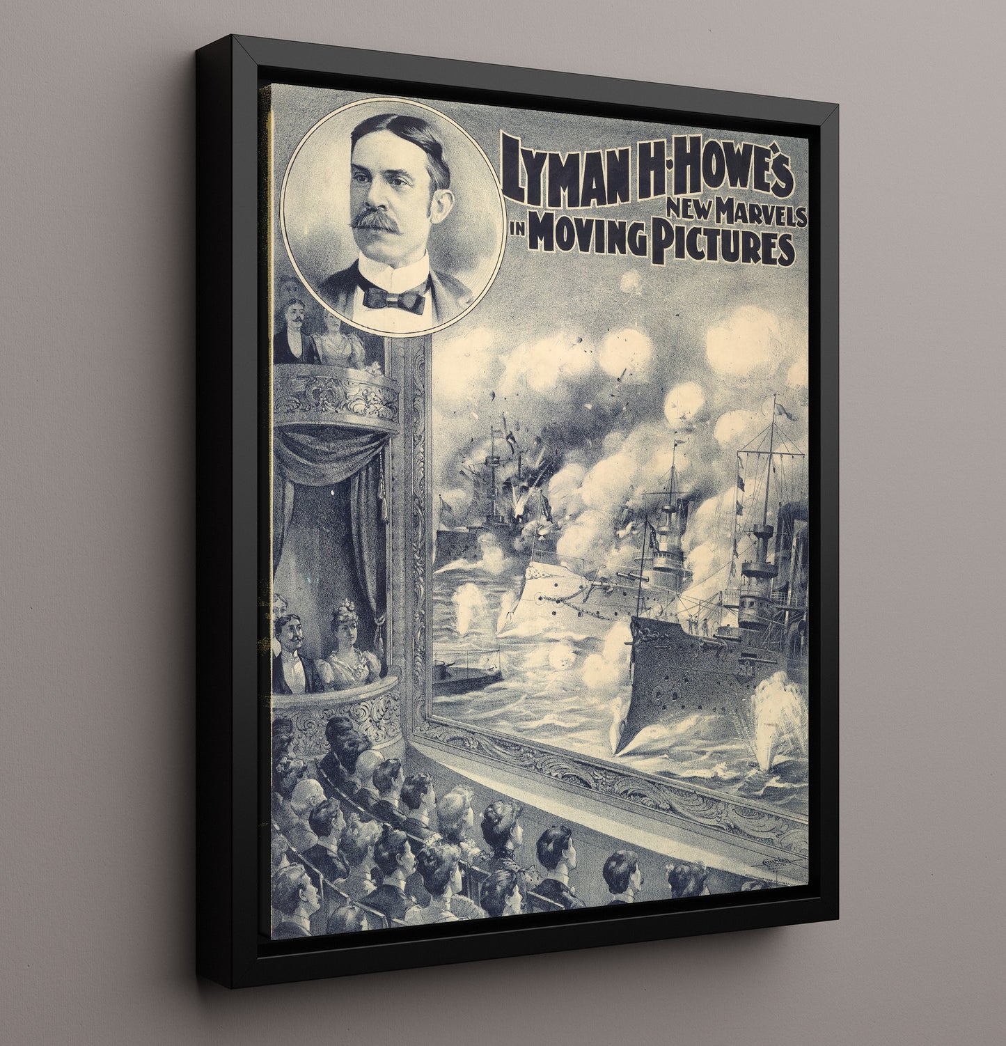 New Marvels in Moving Pictures - Lyman H. Howe - Theater Poster - 16x20 Framed Canvas