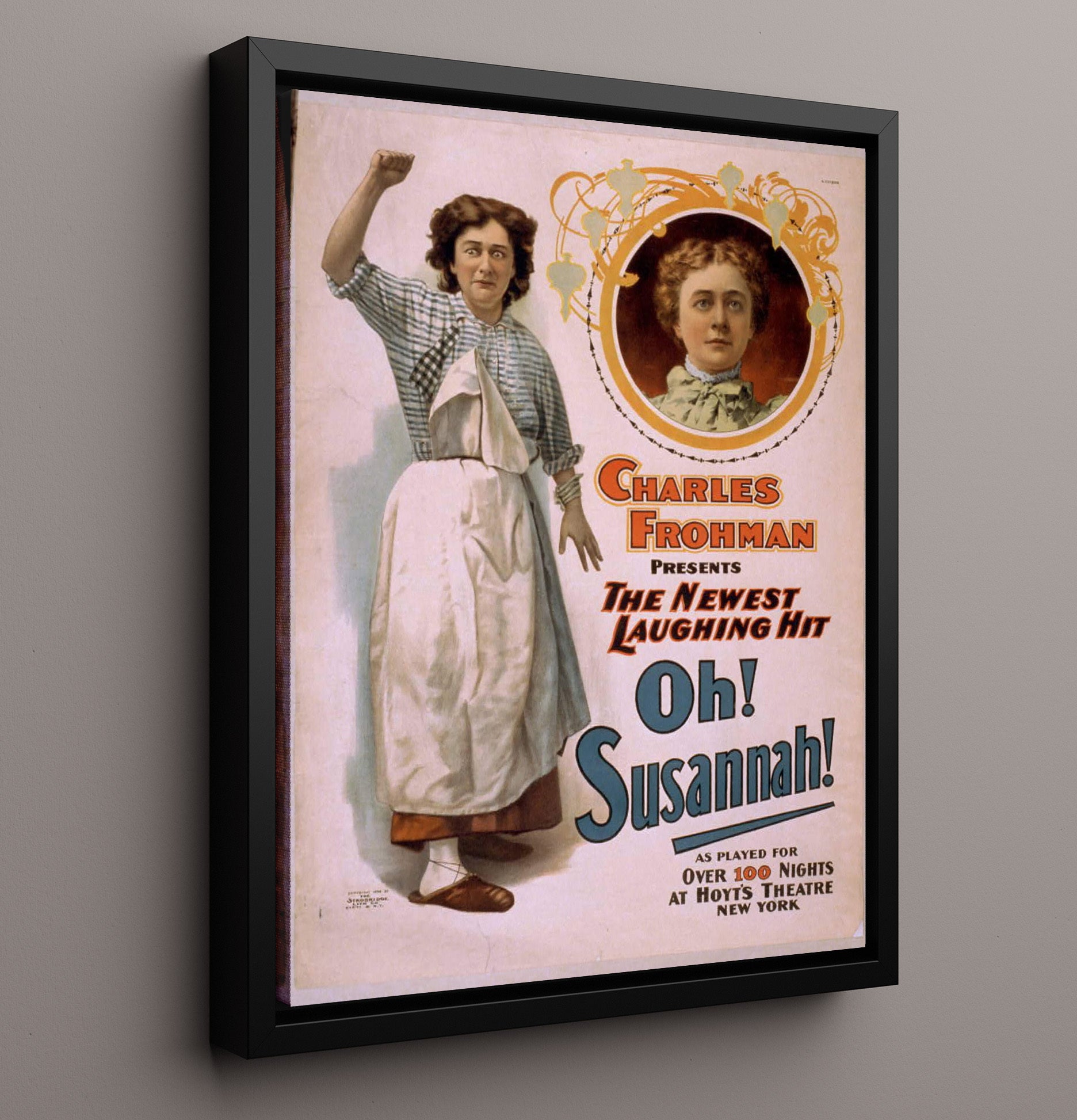 Oh Susannah - Laughing Hit - Theater Poster - 16x20 Framed Canvas