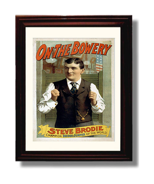 On the Bowery - Steve Brodie Champion Bridge Jumper - Theater Poster - 8x10 Beveled Frame