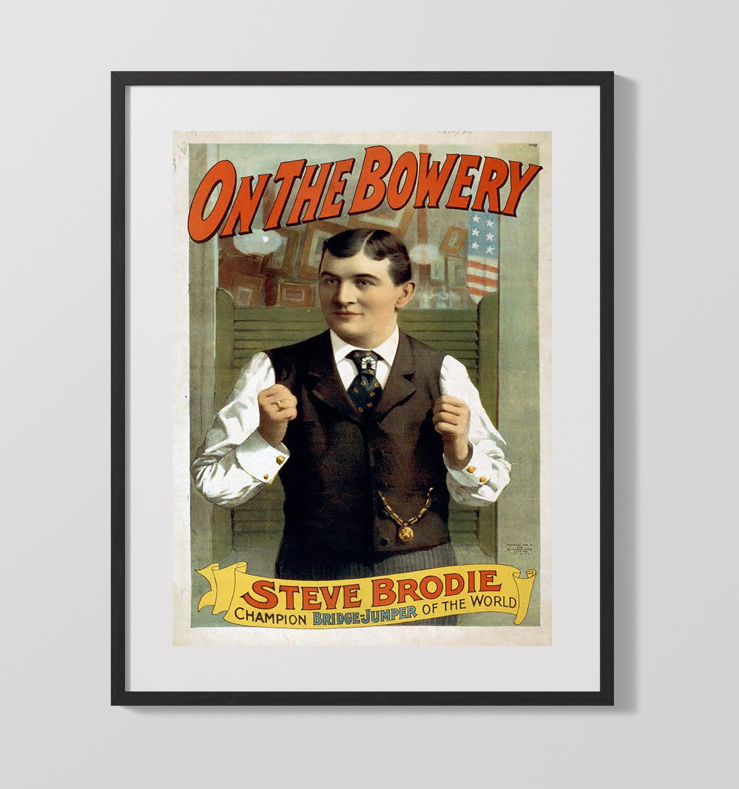 On the Bowery - Steve Brodie Champion Bridge Jumper - Theater Poster - 16x20 Gallery Frame
