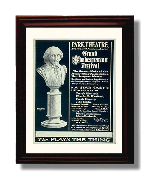 Park Theater - Shakespeare Festival - Theater Poster - 8x10 Beveled Frame