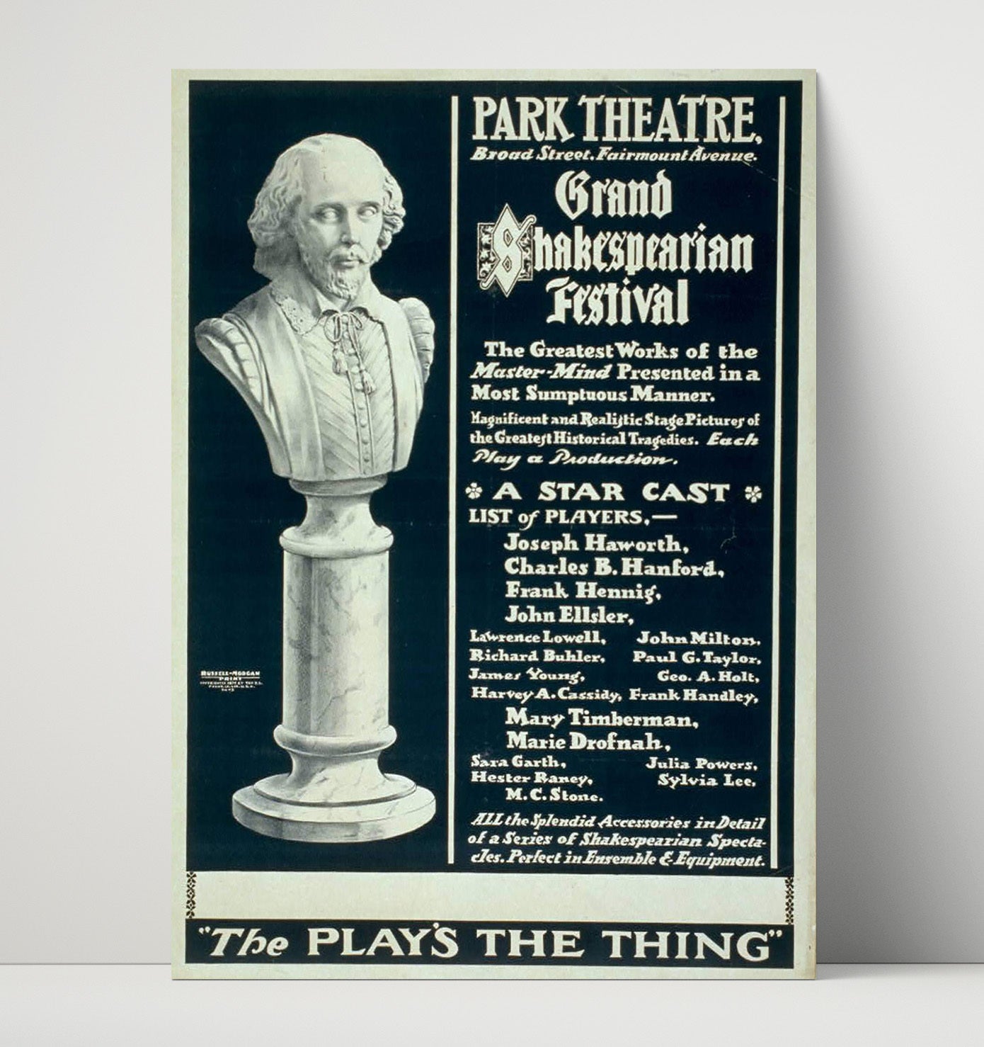 Park Theater - Shakespeare Festival - Theater Poster - 16x20 Unframed Print