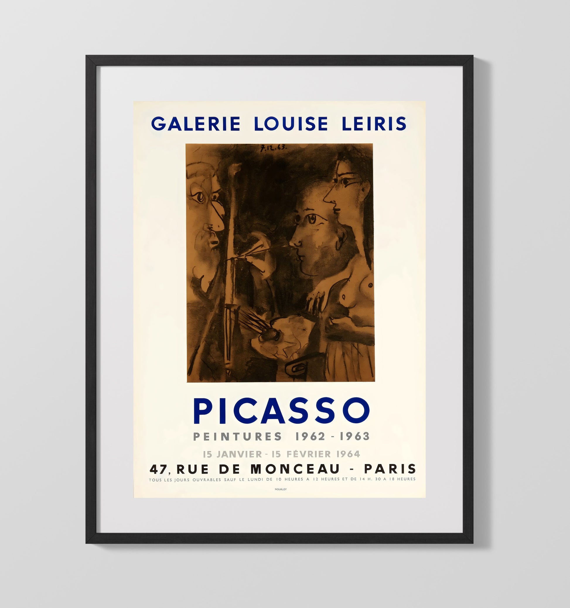 Picasso - Galerie Louise Leiris - Peintures 1962-1963 (Paris) - Theater Poster - 16x20 Gallery Frame