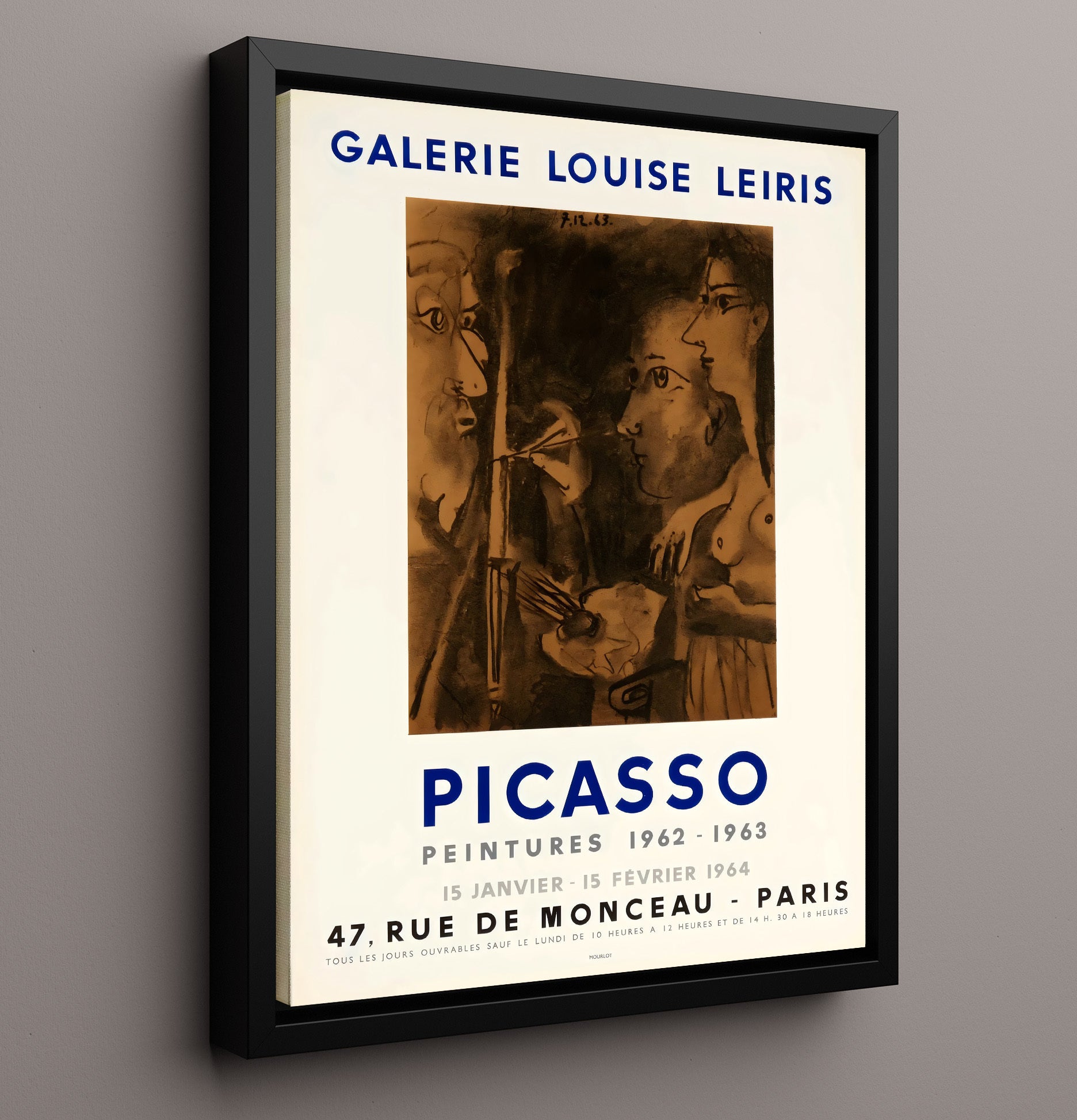 Picasso - Galerie Louise Leiris - Peintures 1962-1963 (Paris) - Theater Poster - 16x20 Framed Canvas