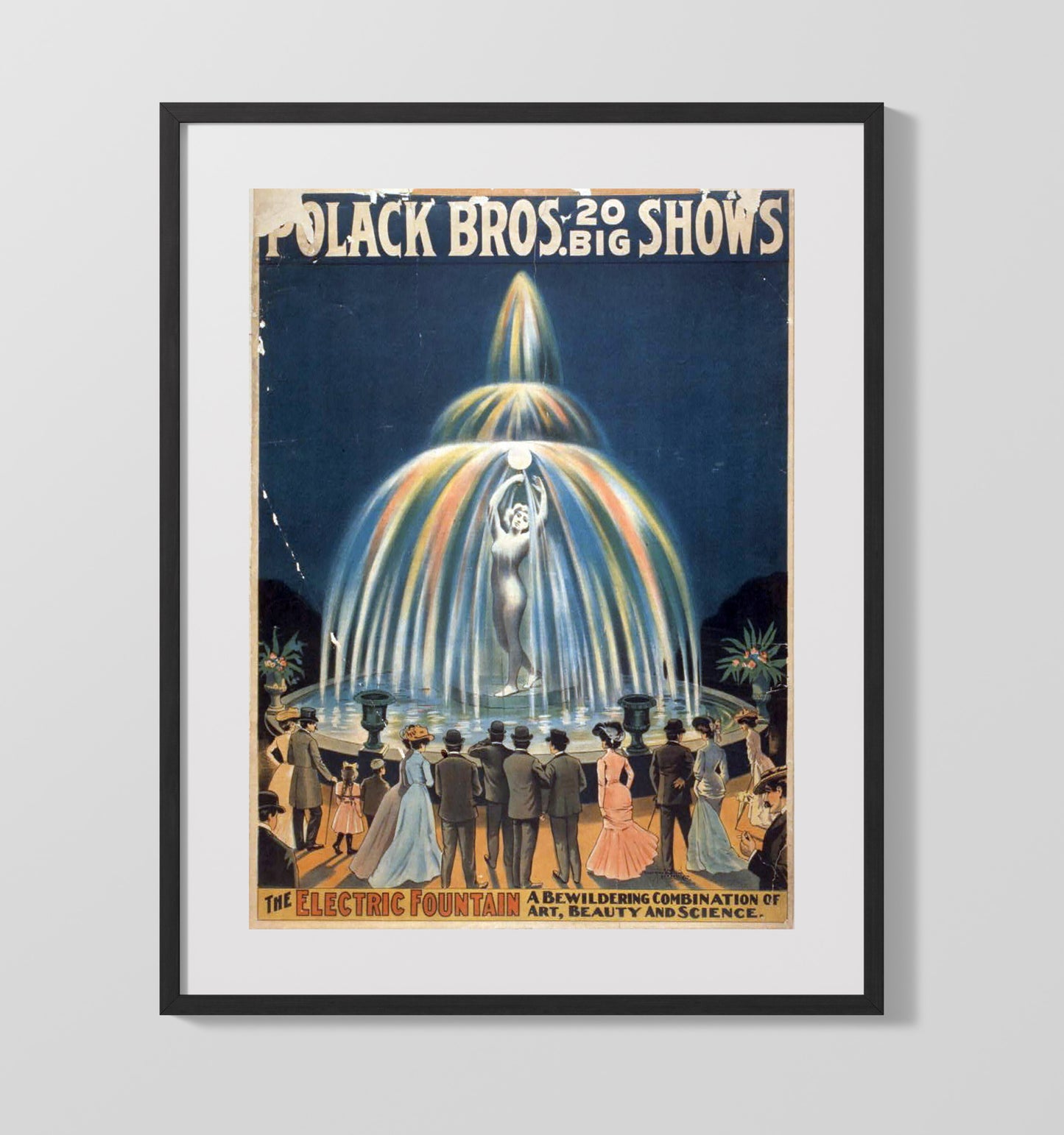 Polack Bros - Electric Fountain Spectacle - Theater Poster - 16x20 Gallery Frame