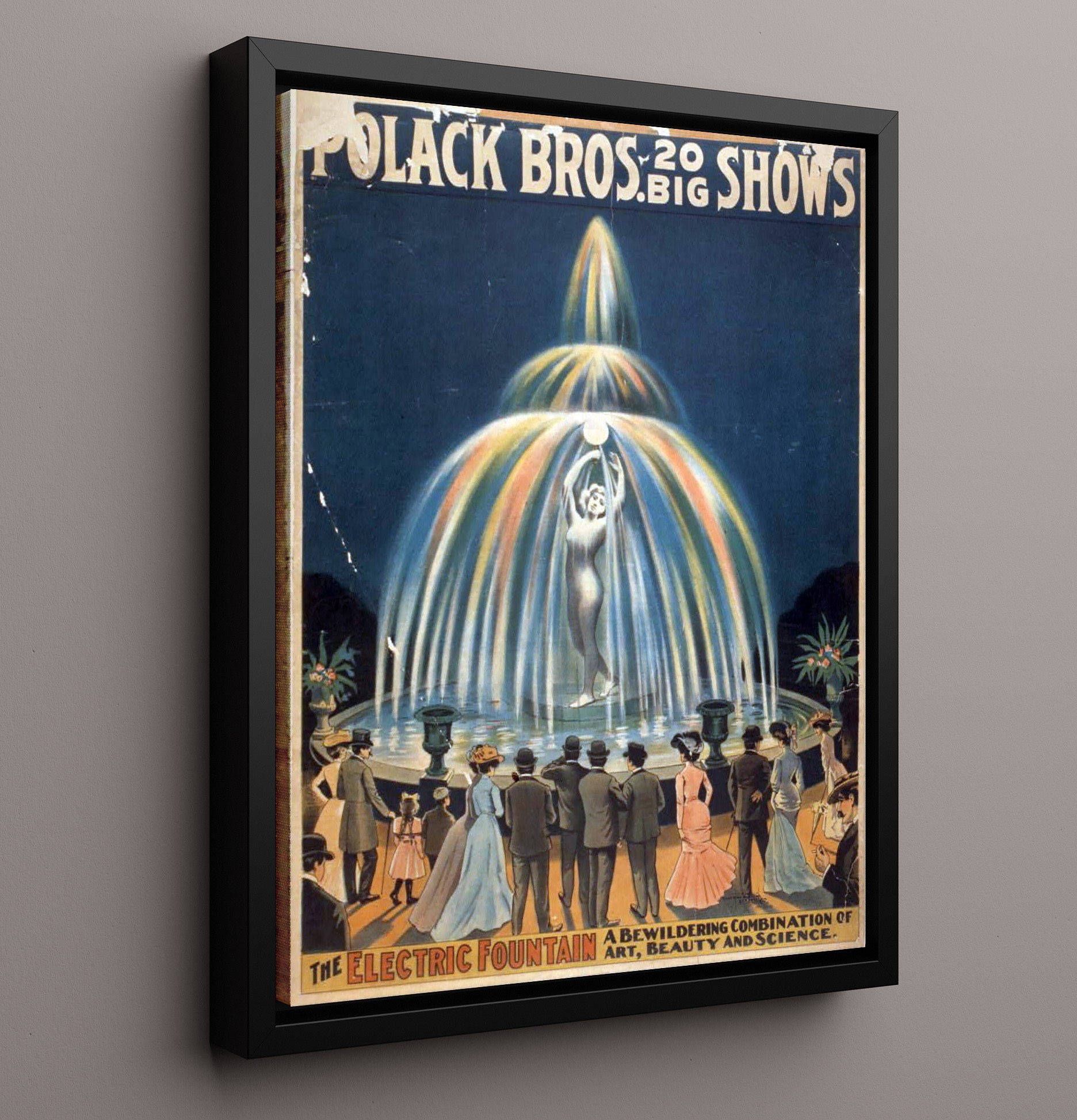 Polack Bros - Electric Fountain Spectacle - Theater Poster - 16x20 Framed Canvas