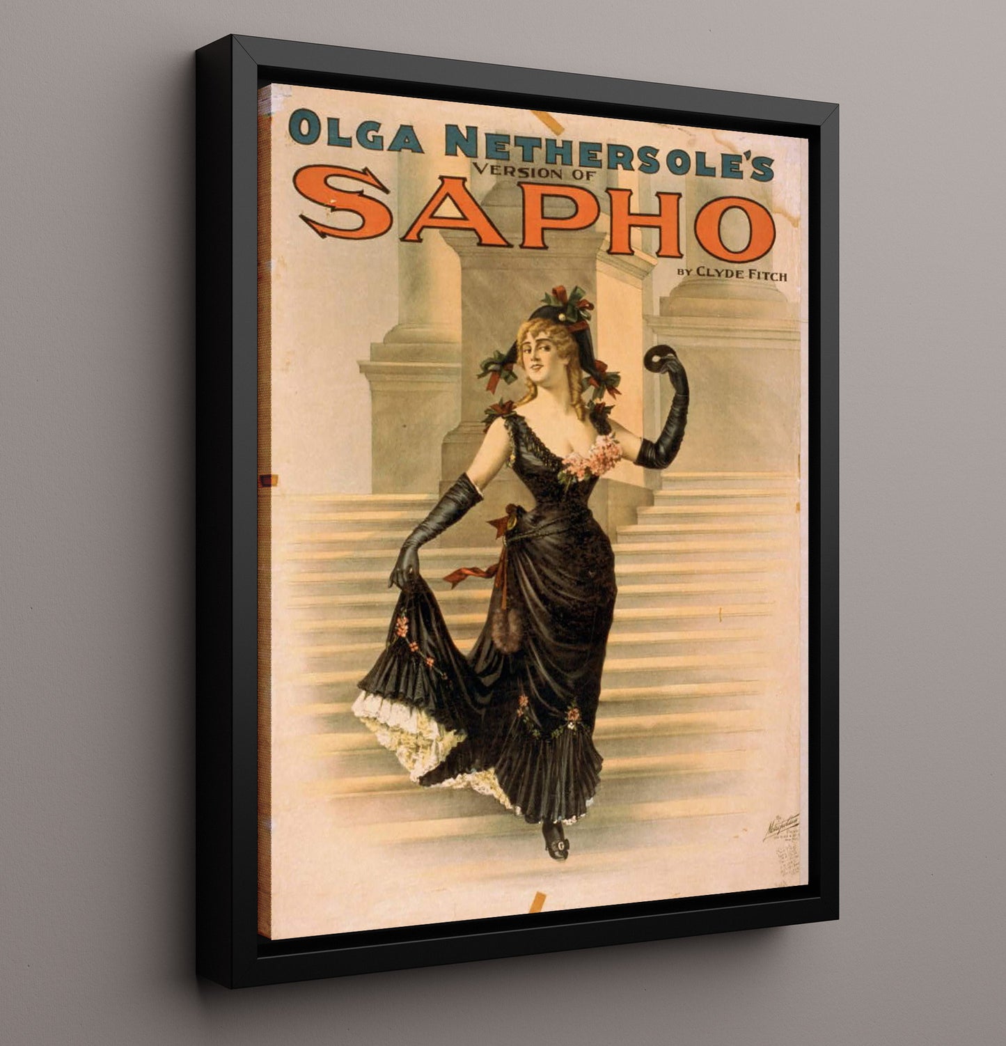 Sapho - Olga Nethersoles Bold Drama - Theater Poster - 16x20 Framed Canvas