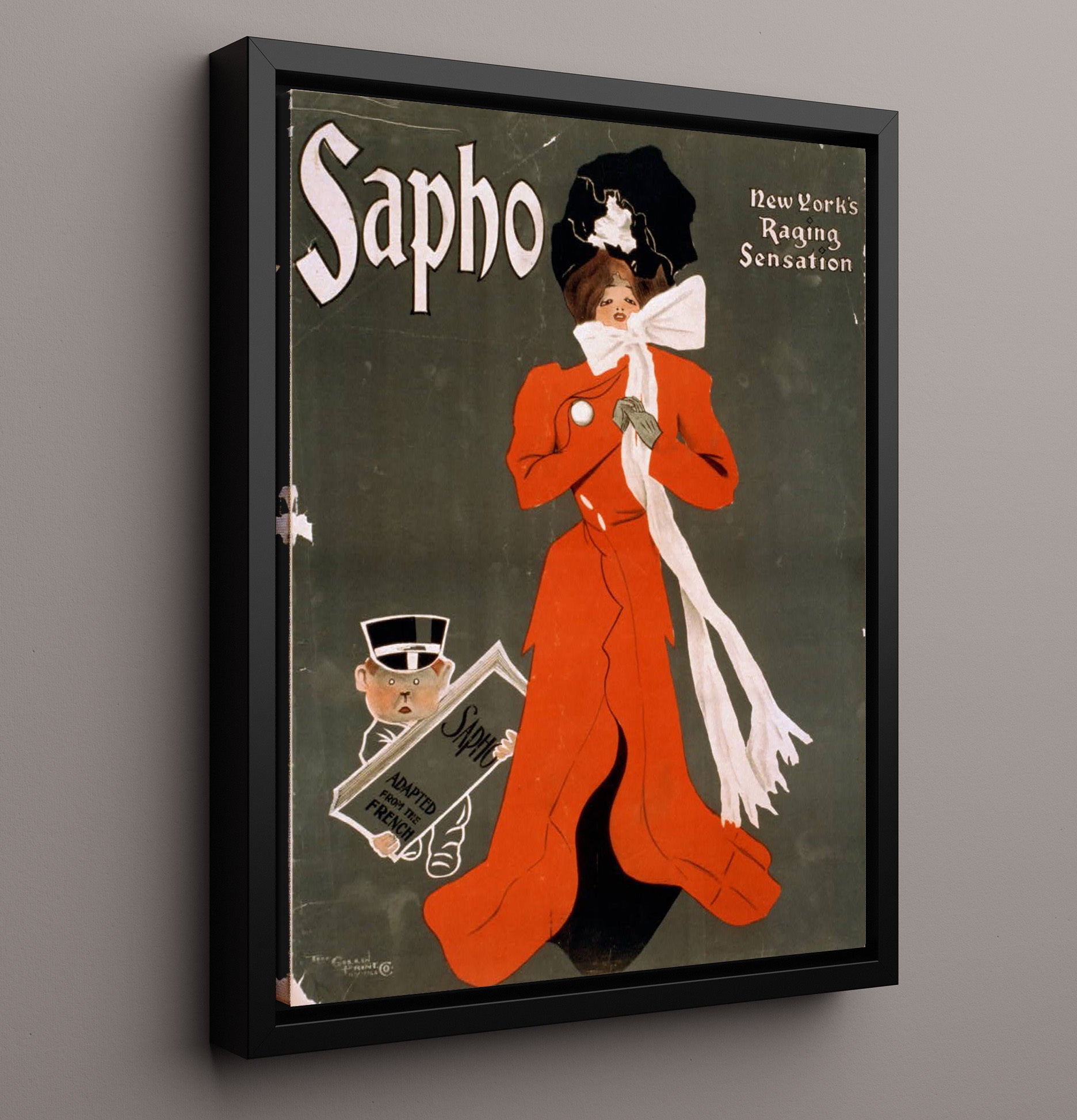 Sapho - Raging Sensation - Theater Poster - 16x20 Framed Canvas