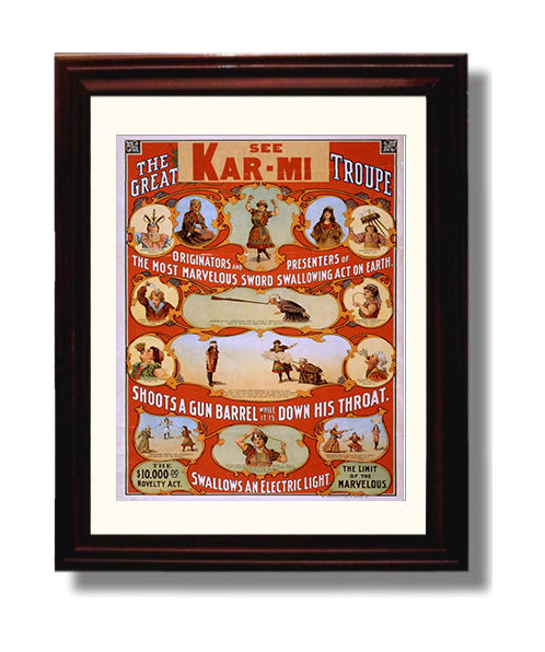 See KarMi the Great Troupe - Classic Stage Production - Theater Poster - 8x10 Beveled Frame