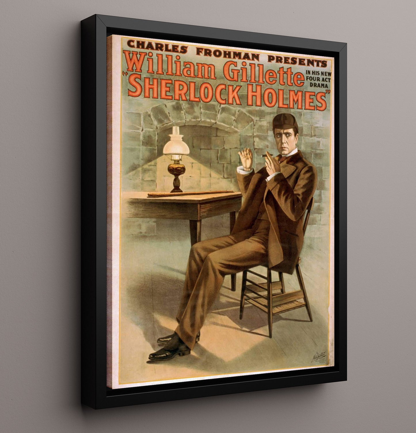 Sherlock Holmes - The Great Detective - Theater Poster - 16x20 Framed Canvas