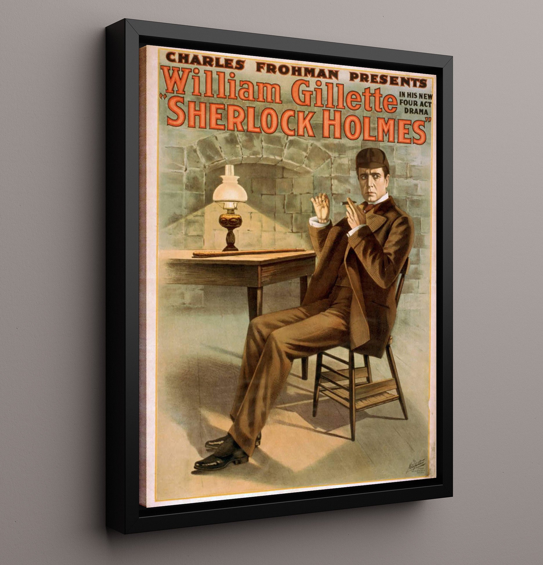 Sherlock Holmes - The Great Detective - Theater Poster - 16x20 Framed Canvas