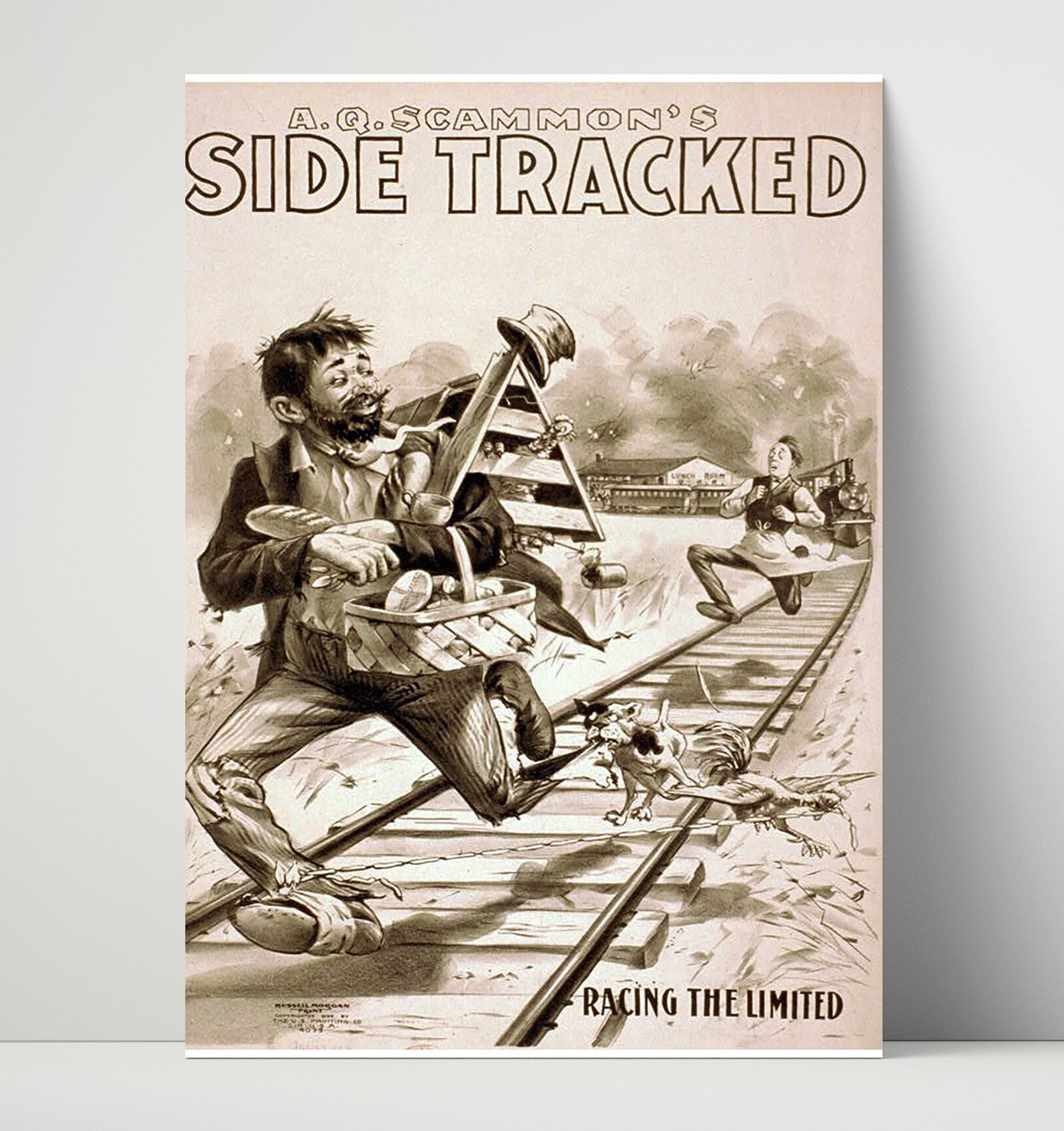 Side Tracked - Racing the Limited - Theater Poster - 16x20 Unframed Print