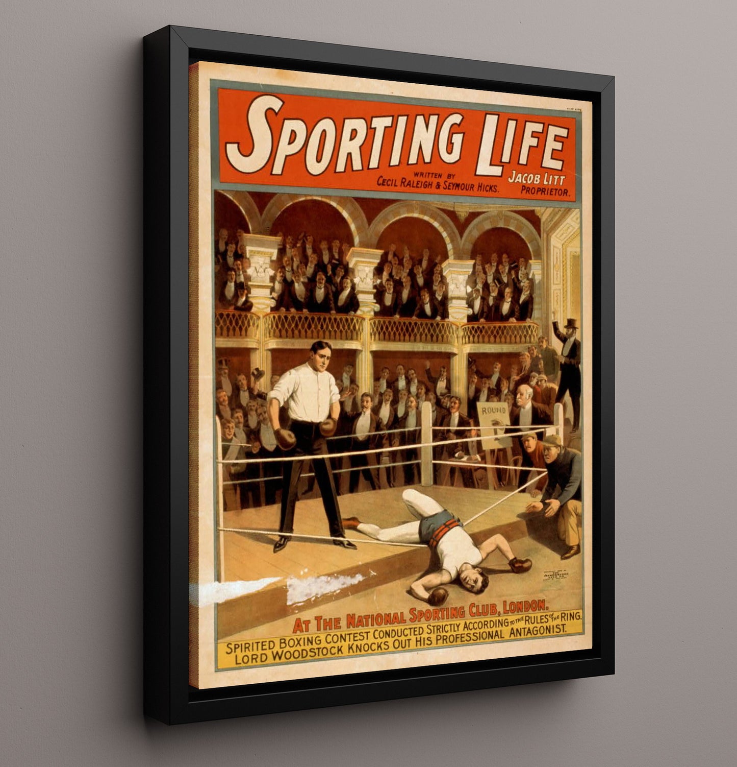 Sporting Life Boxing London - Classic Stage Production - Theater Poster - 16x20 Framed Canvas