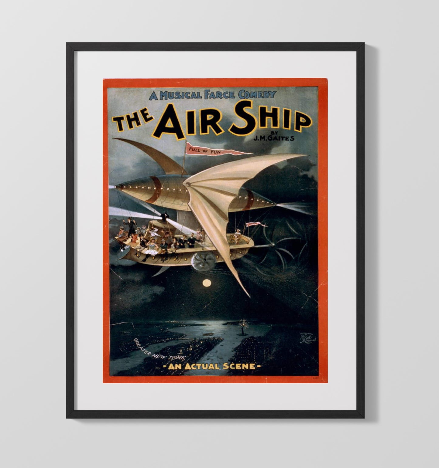 The Air Ship - Classic Stage Production - Theater Poster - 16x20 Gallery Frame