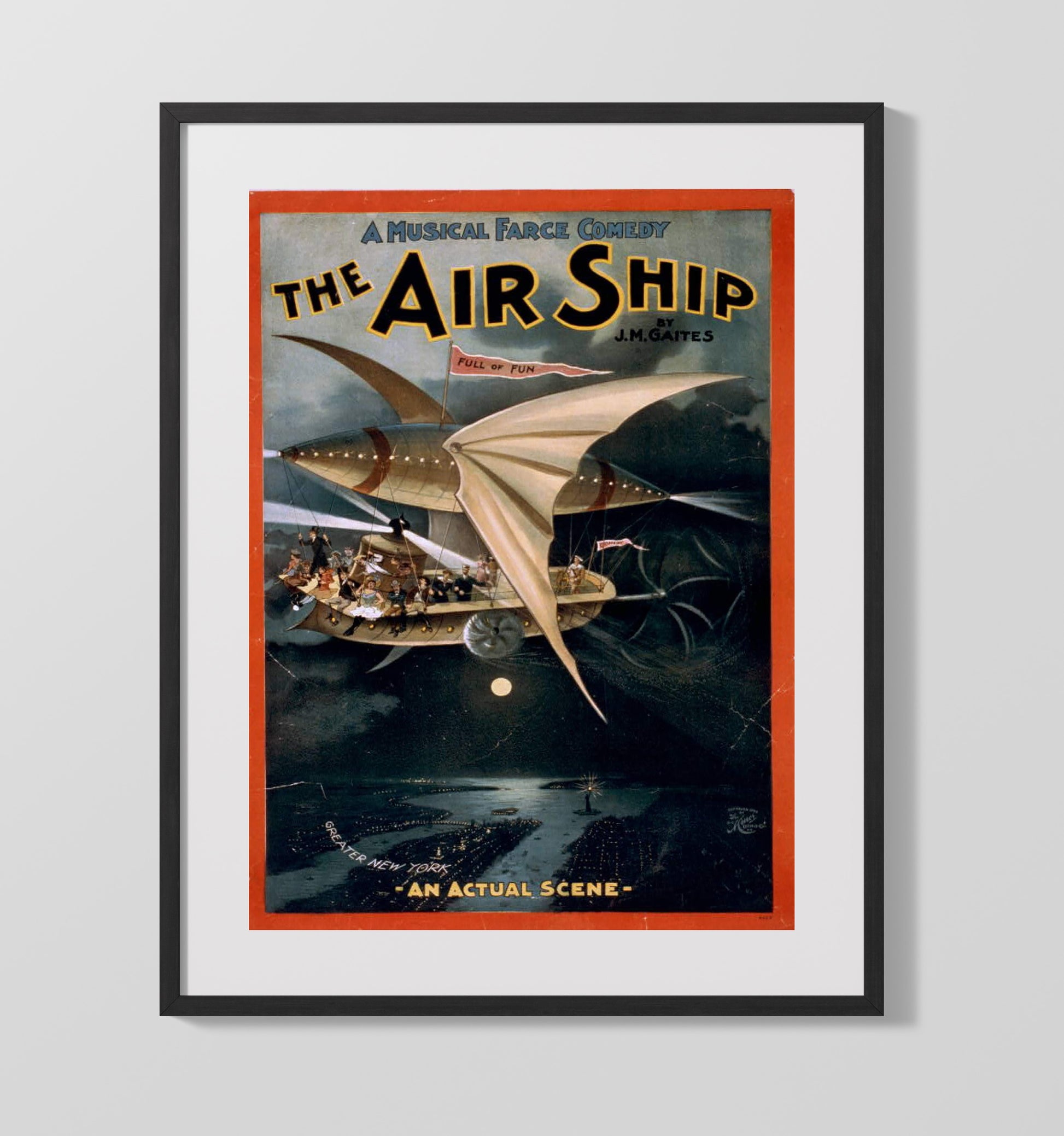 The Air Ship - Classic Stage Production - Theater Poster - 16x20 Gallery Frame