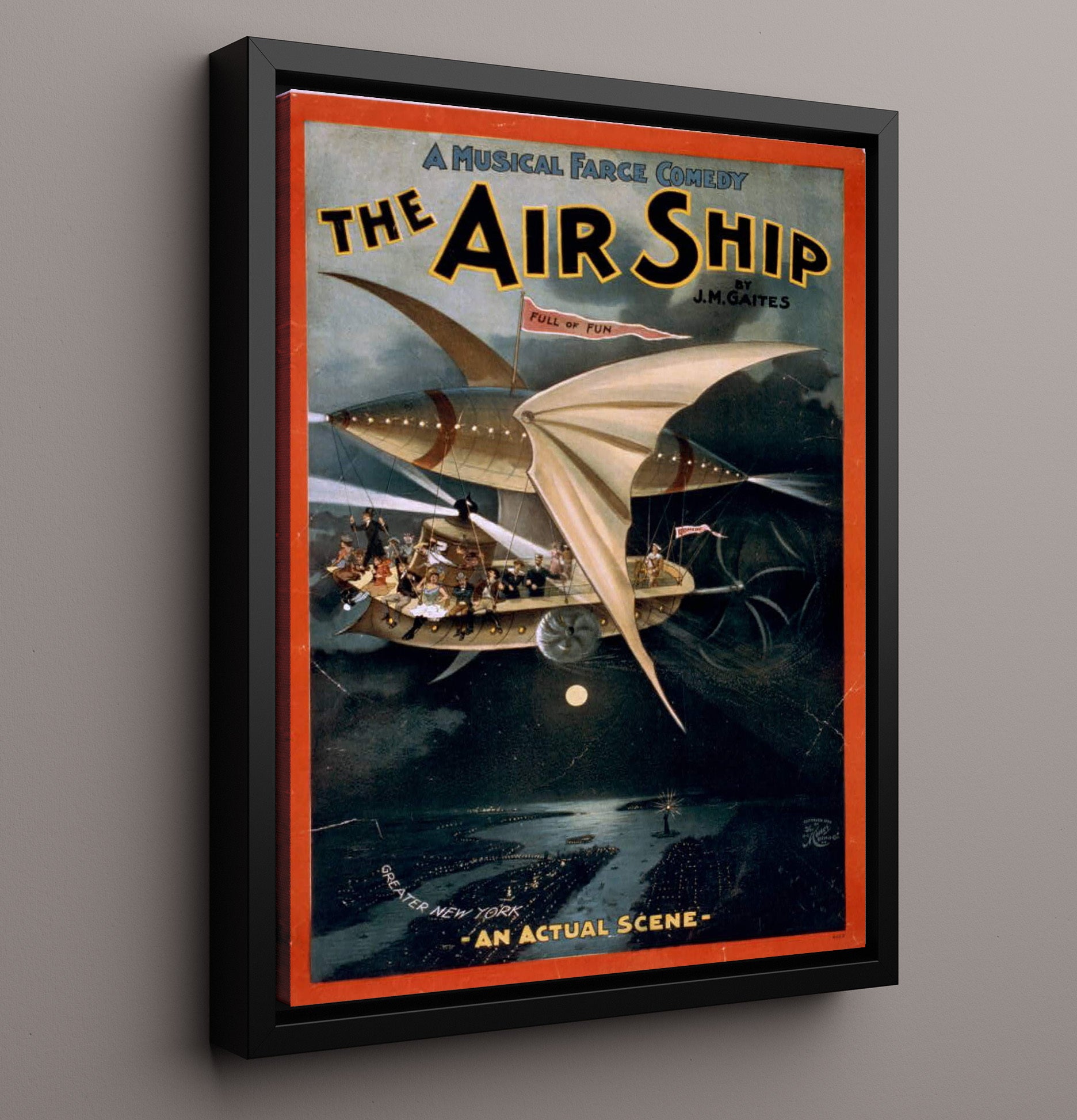 The Air Ship - Classic Stage Production - Theater Poster - 16x20 Framed Canvas