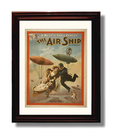 The Air Ship the Fly Cop - Classic Stage Production - Theater Poster - 8x10 Beveled Frame