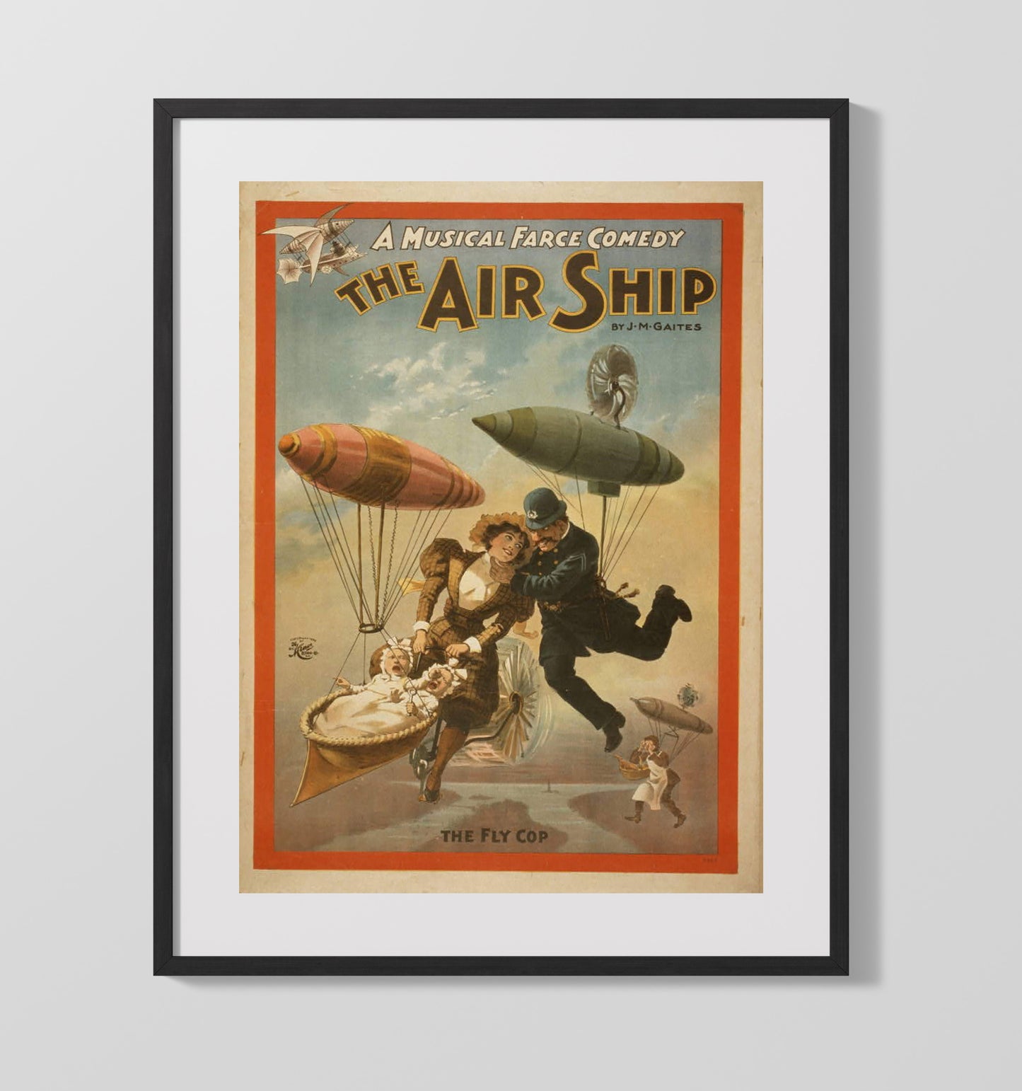 The Air Ship the Fly Cop - Classic Stage Production - Theater Poster - 16x20 Gallery Frame