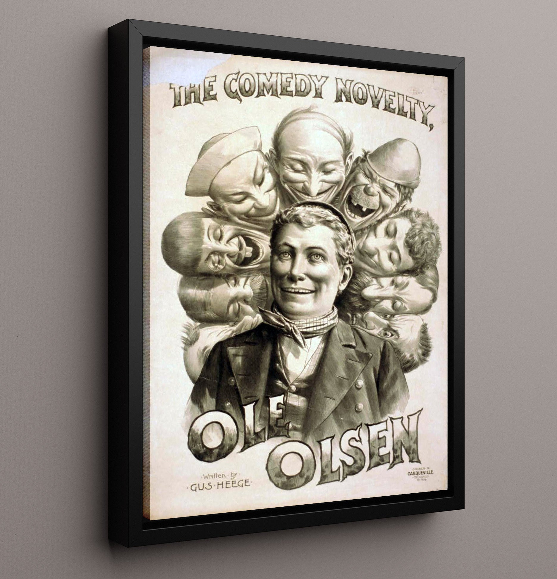 The Comedy Novelty Ole Olsen - Classic Stage Production - Theater Poster - 16x20 Framed Canvas