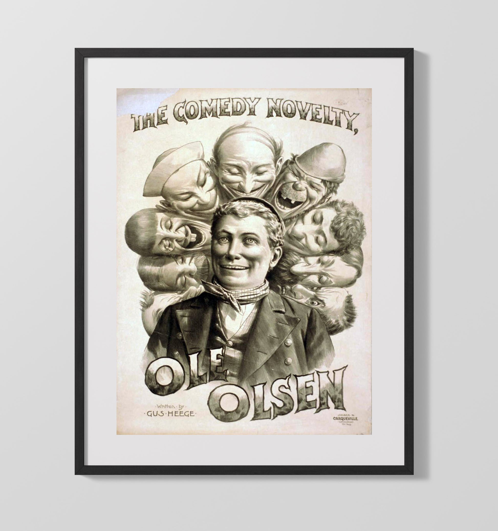 The Comedy Novelty Ole Olsen - Classic Stage Production - Theater Poster - 16x20 Gallery Frame