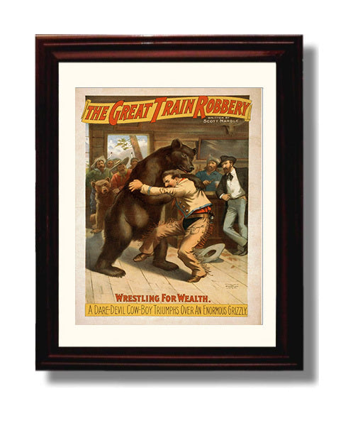 The Great Train Robbery Wrestling for Wealth - Classic Stage Production - Theater Poster - 8x10 Beveled Frame
