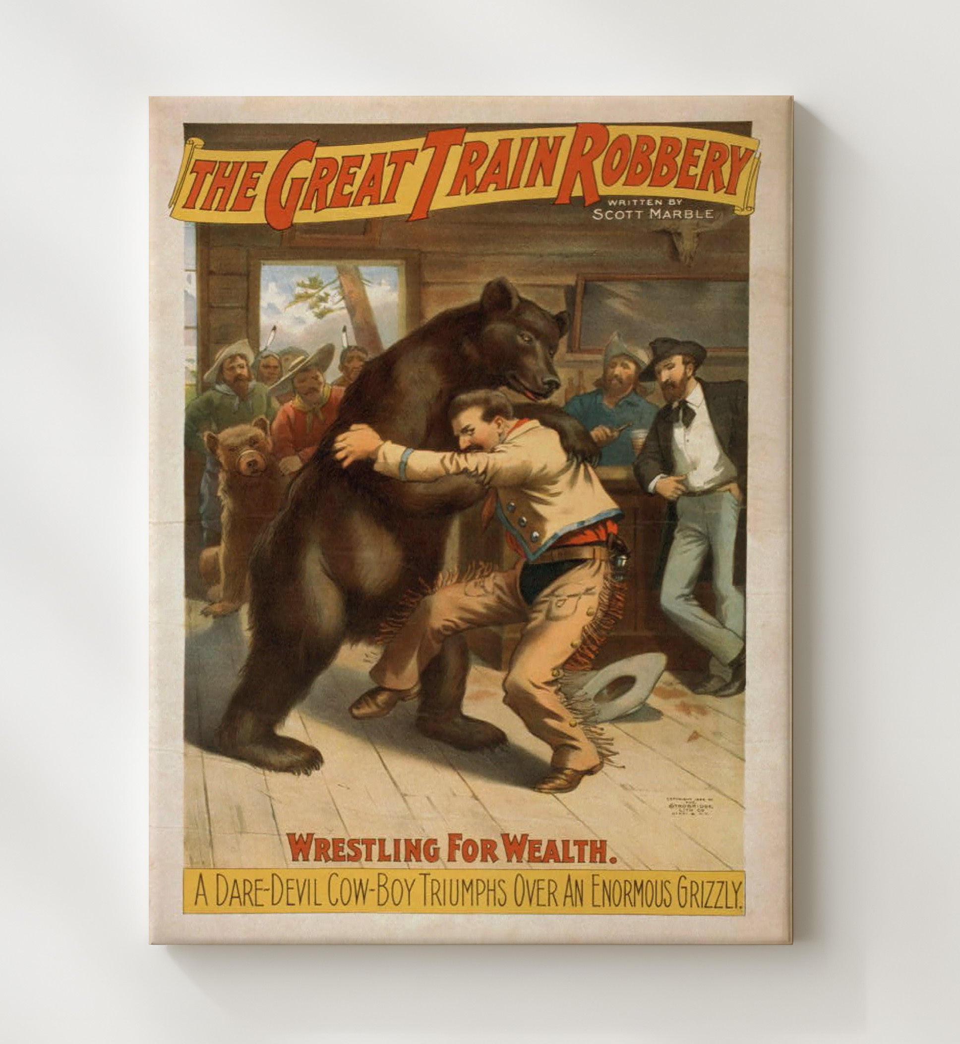 The Great Train Robbery Wrestling for Wealth - Classic Stage Production - Theater Poster - 20x24 Canvas