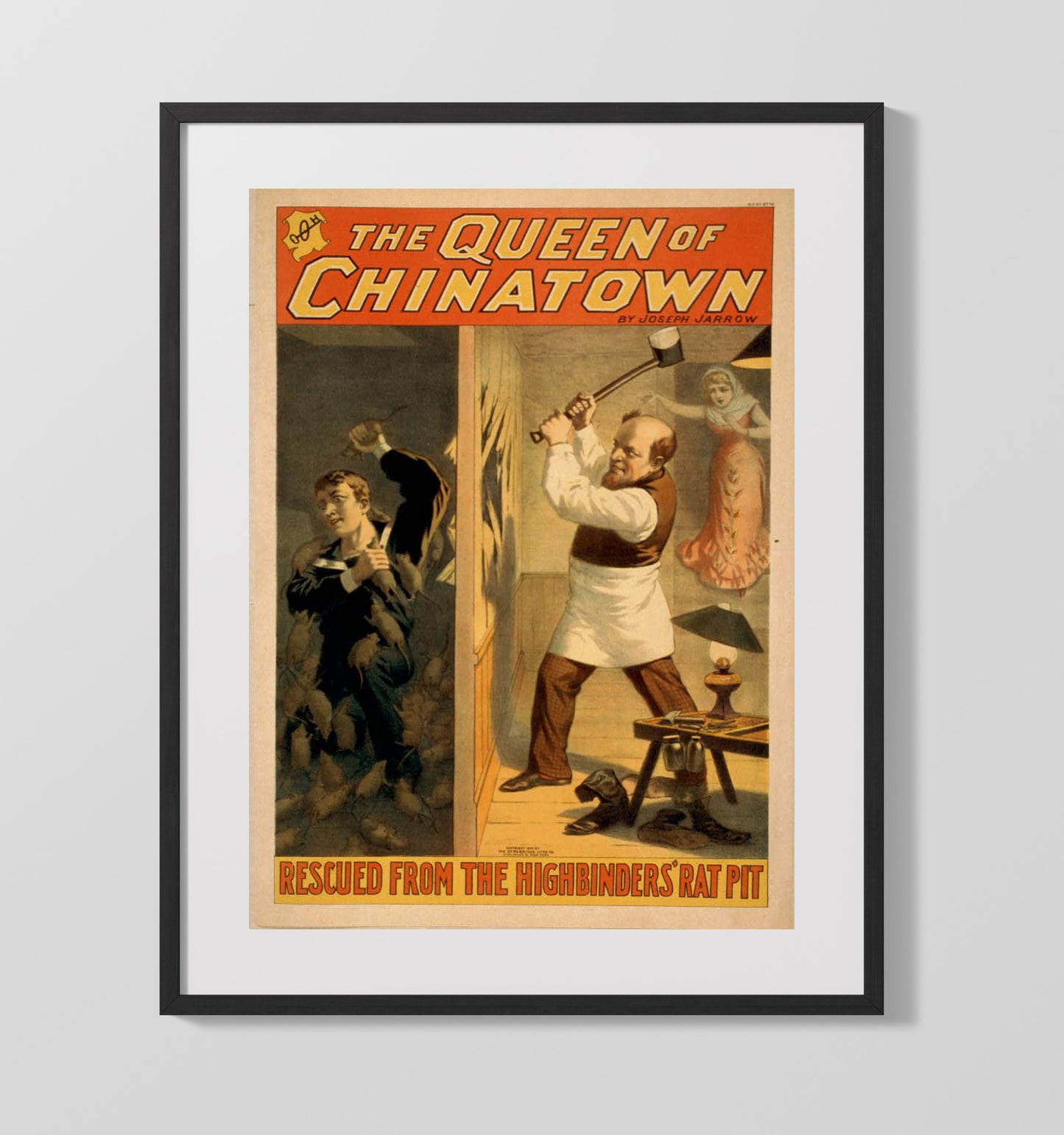 The Queen of Chinatown Rescued - Classic Stage Production - Theater Poster - 16x20 Gallery Frame