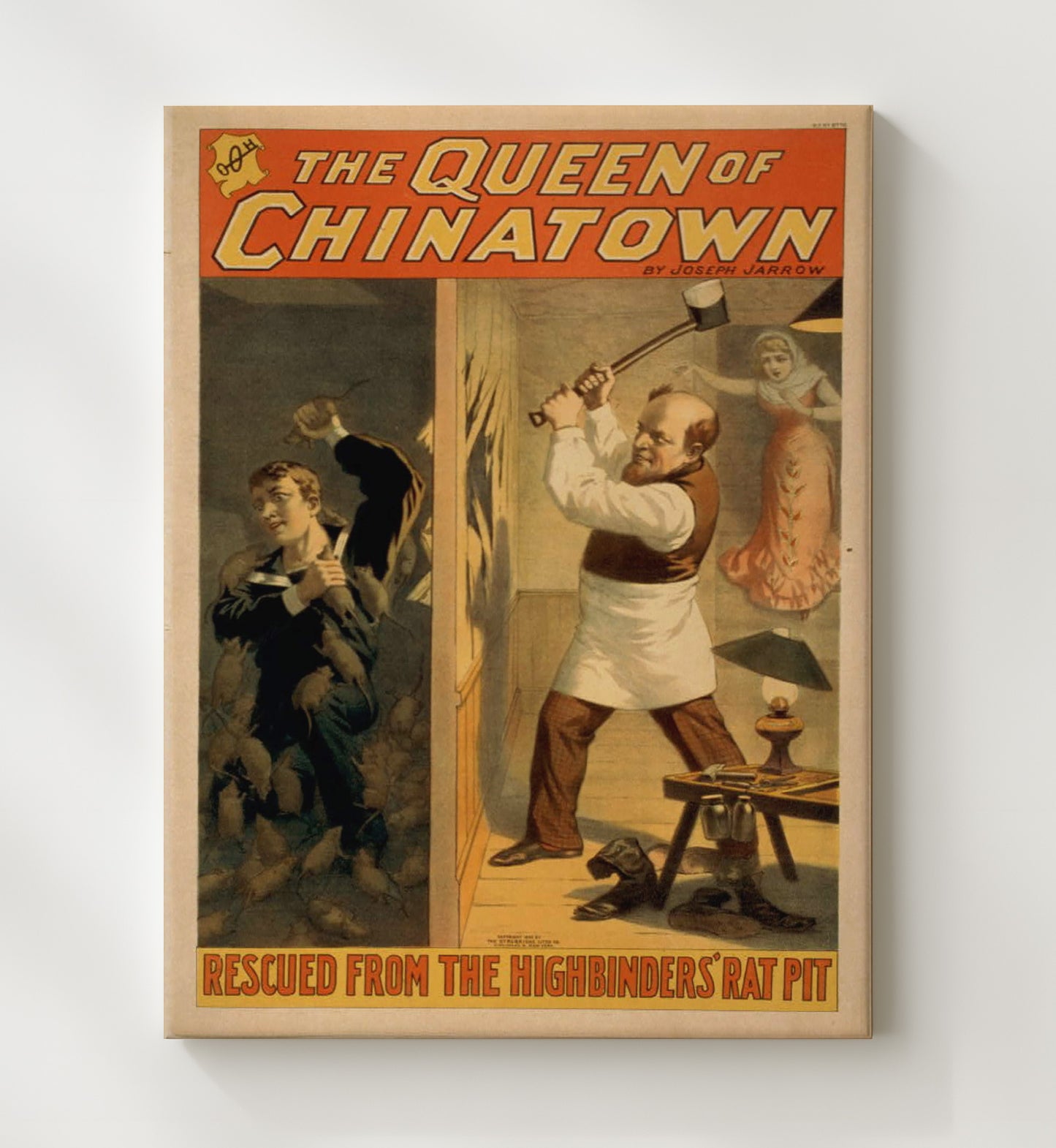 The Queen of Chinatown Rescued - Classic Stage Production - Theater Poster - 20x24 Canvas