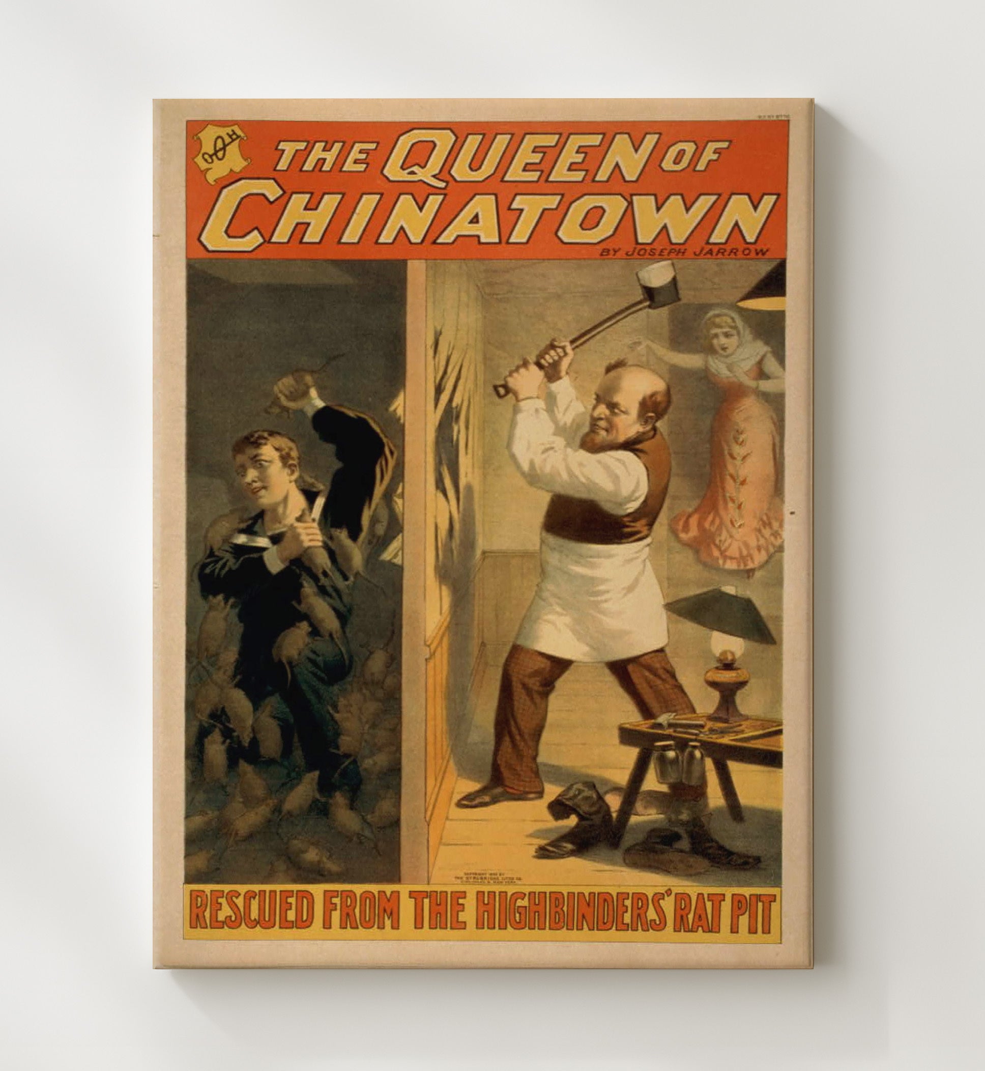 The Queen of Chinatown Rescued - Classic Stage Production - Theater Poster - 20x24 Canvas