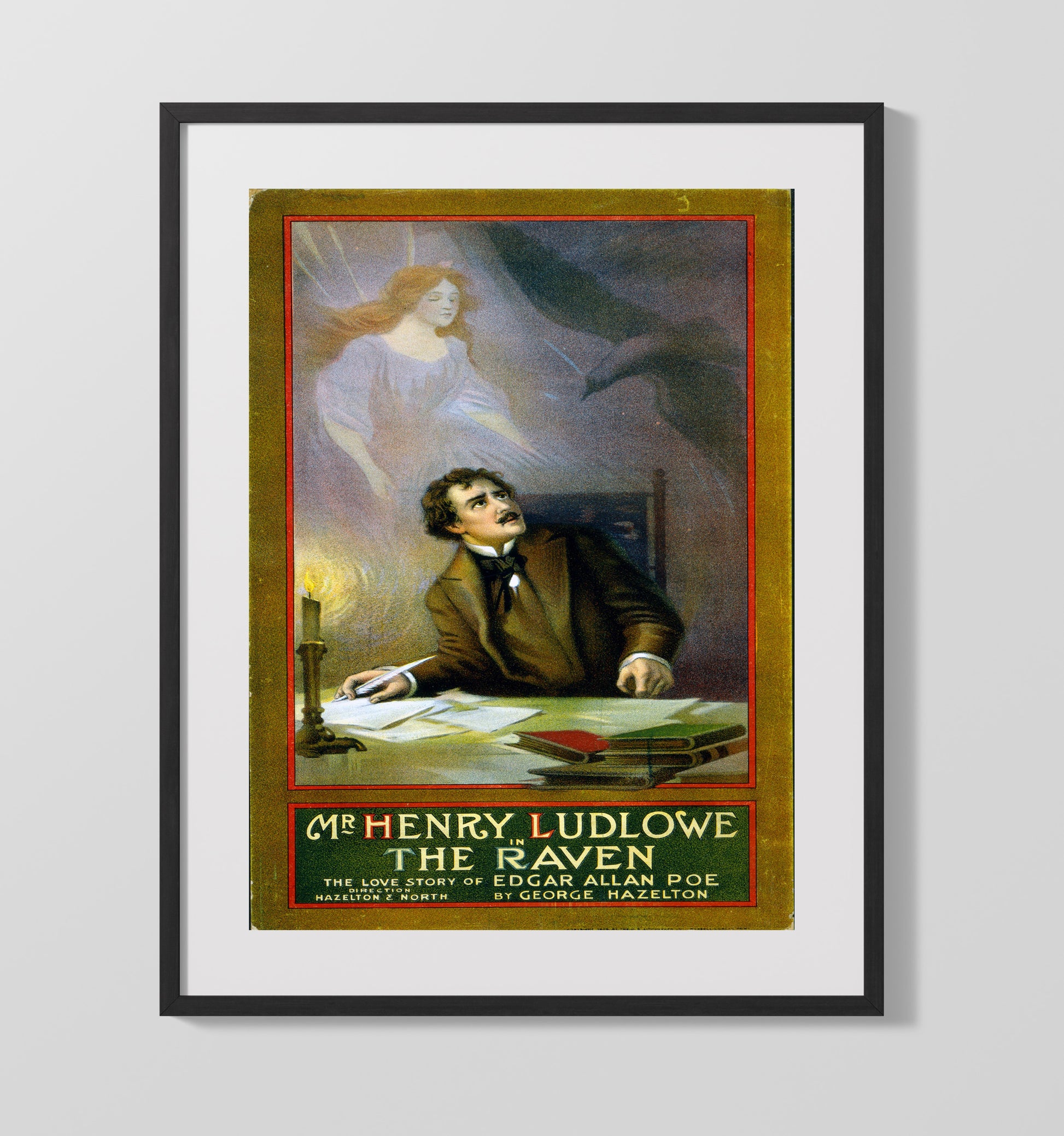 The Raven - Henry Ludlowe in Edgar Allan Poe Drama - Theater Poster - 16x20 Gallery Frame