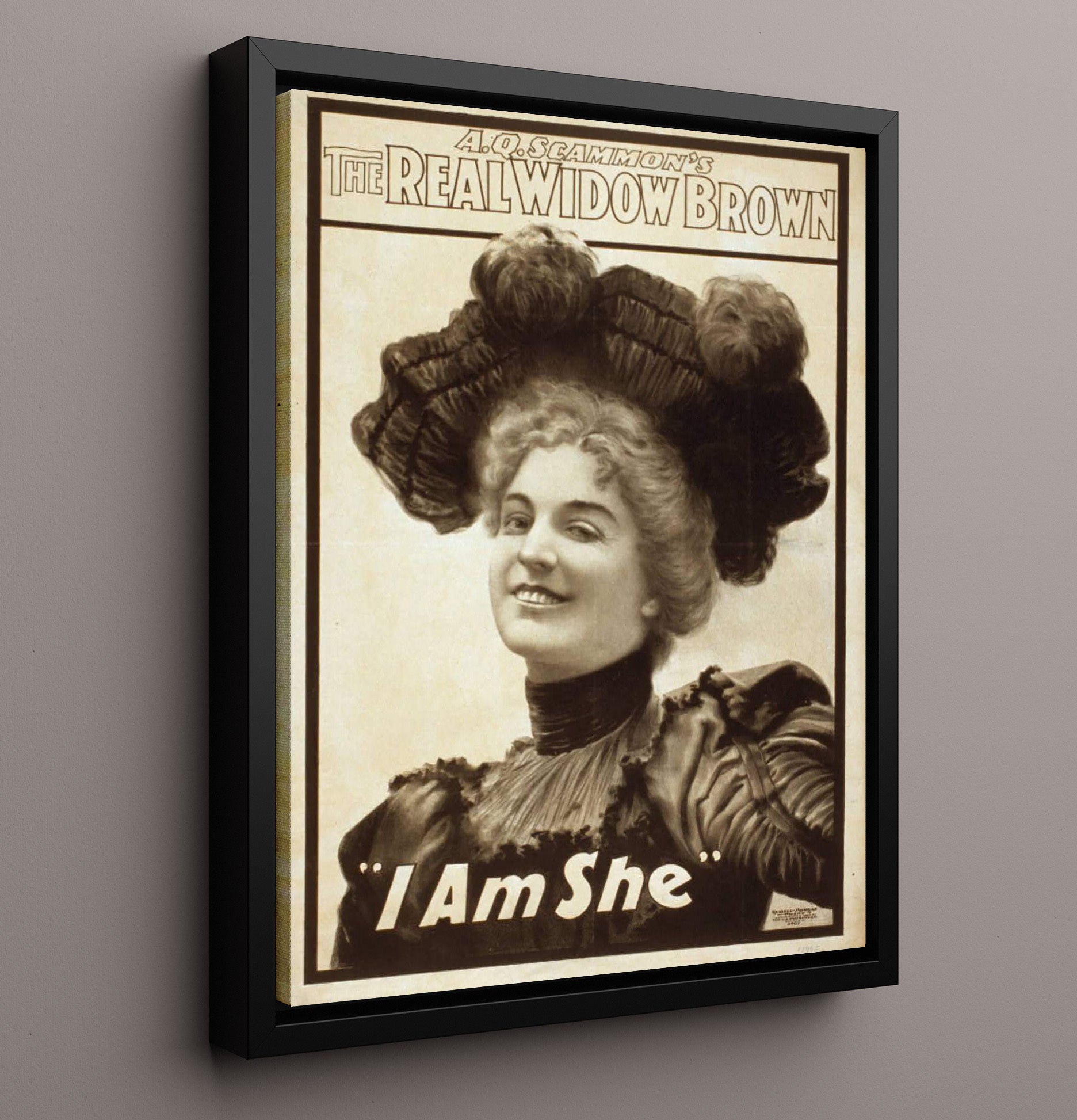 The Real Widow Brown - I Am She - Theater Poster - 16x20 Framed Canvas