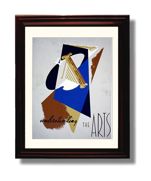 Understanding the Arts - Abstract Harp Design - Theater Poster - 8x10 Beveled Frame