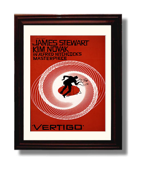 Vertigo - Alfred Hitchcock Masterpiece - Theater Poster - 8x10 Beveled Frame