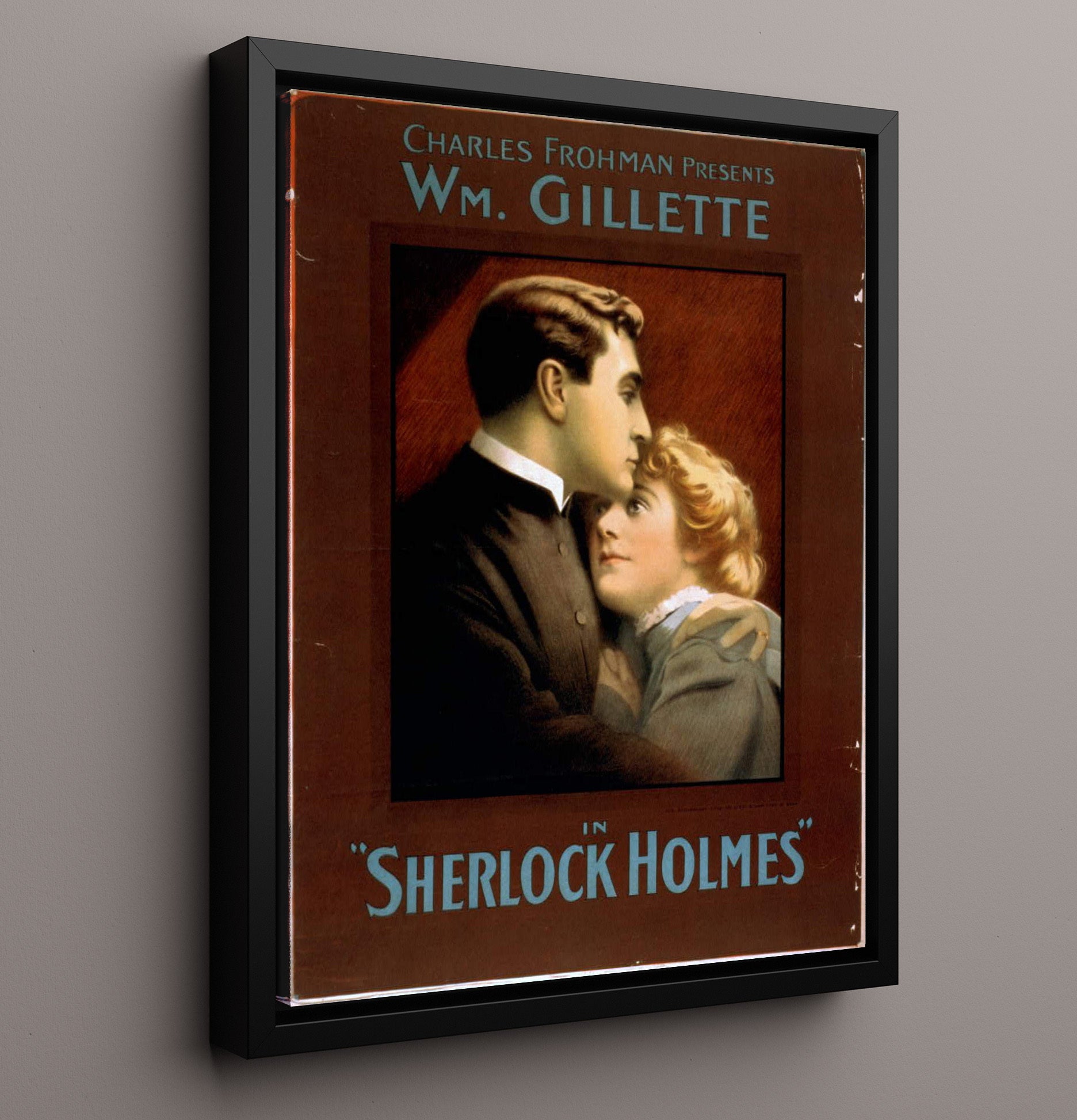 Wm Gillette Sherlock Holmes - Classic Stage Production - Theater Poster - 16x20 Framed Canvas